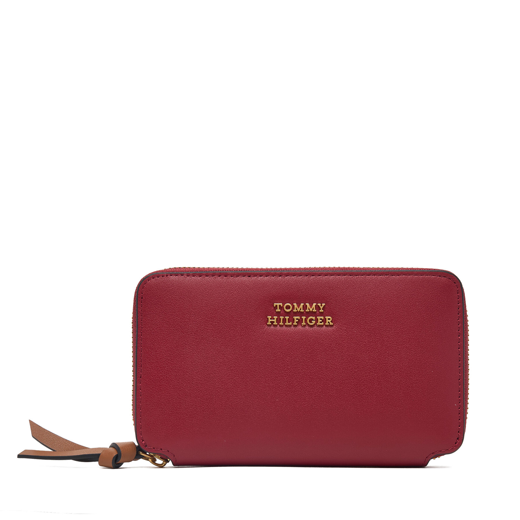 Denarnica Tommy Hilfiger Th Leather Med Za Wallet AW0AW18939 Rdeča