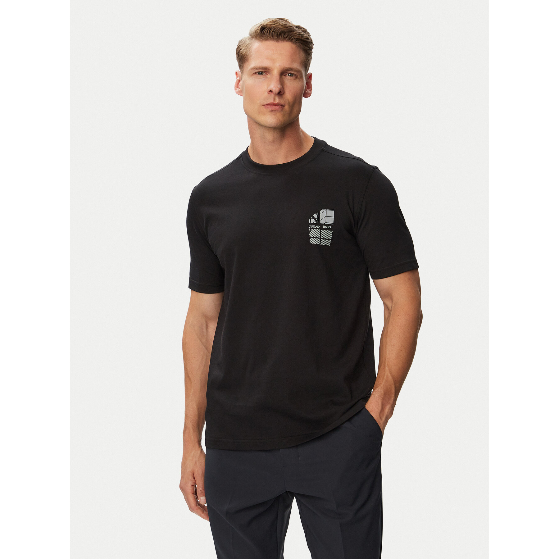 BOSS T-Shirt Te_Blueprint 50566628 Schwarz Regular Fit