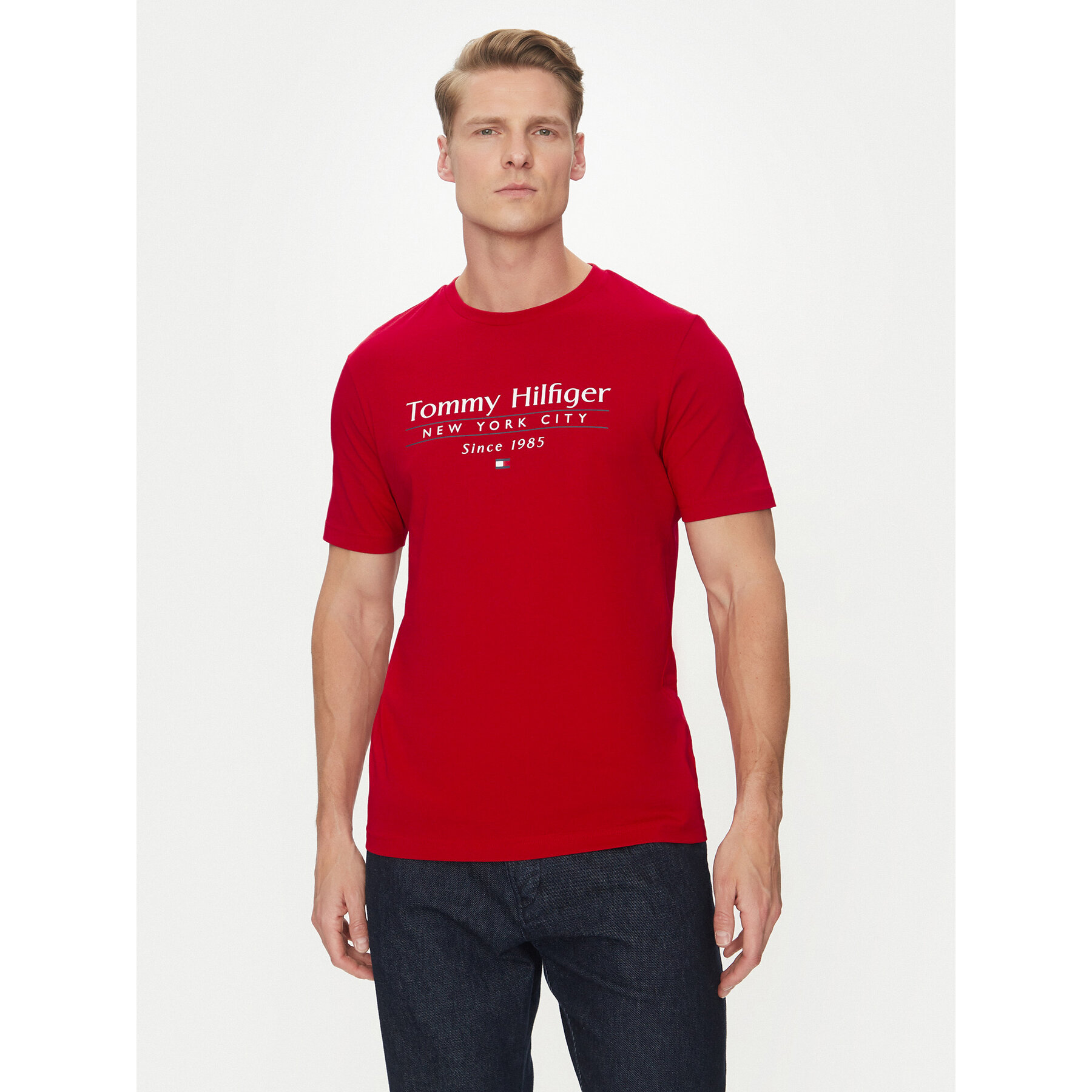 Tommy Hilfiger Póló Center Stack MW0MW38621 Piros Regular Fit
