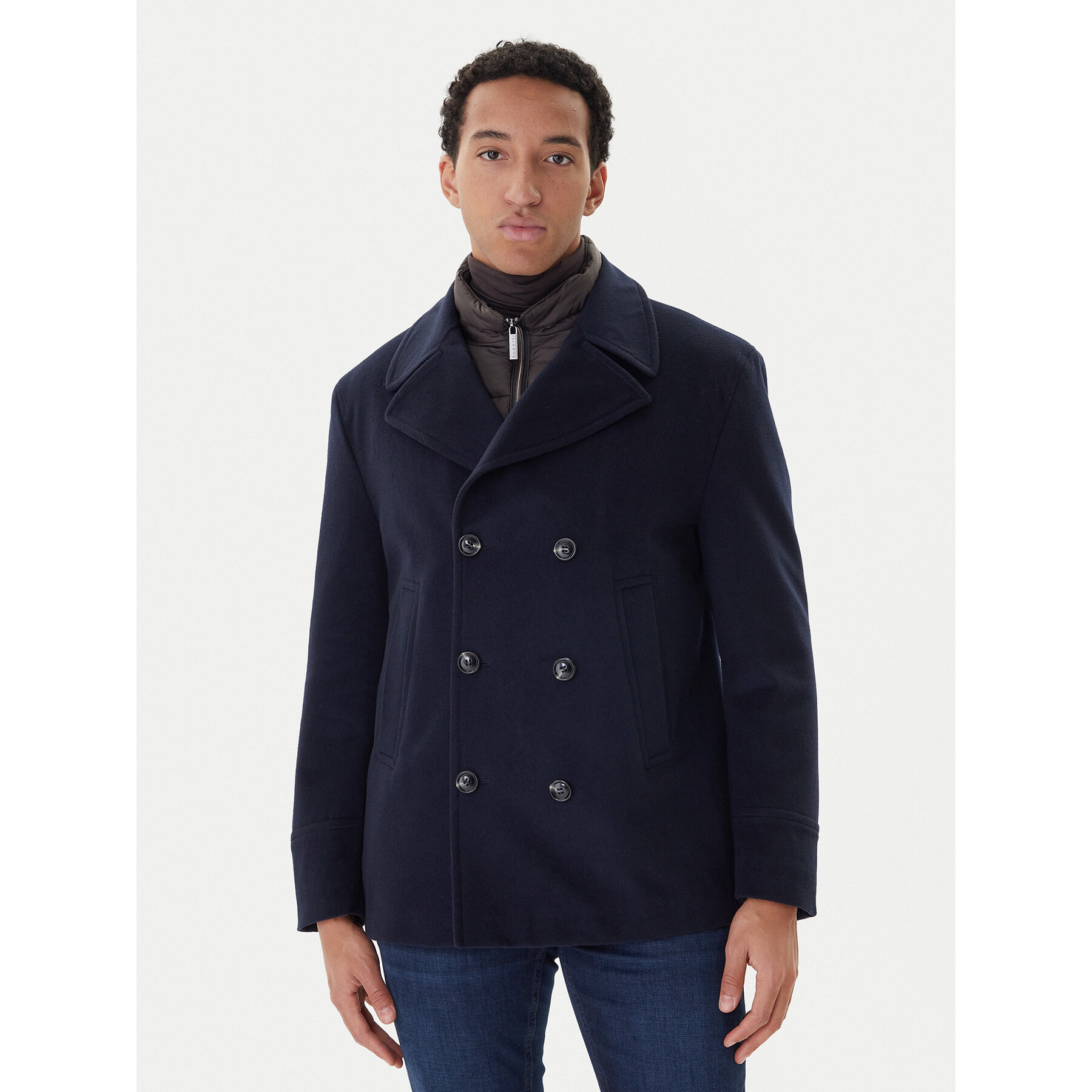 Bugatti Wollmantel 874228-81063 Dunkelblau Regular Fit