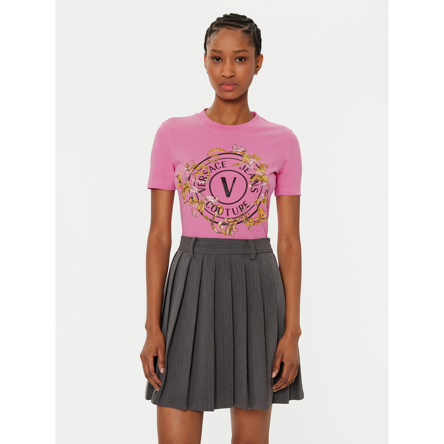 Versace Jeans Couture Póló 78HAHC01 Rózsaszín Regular Fit