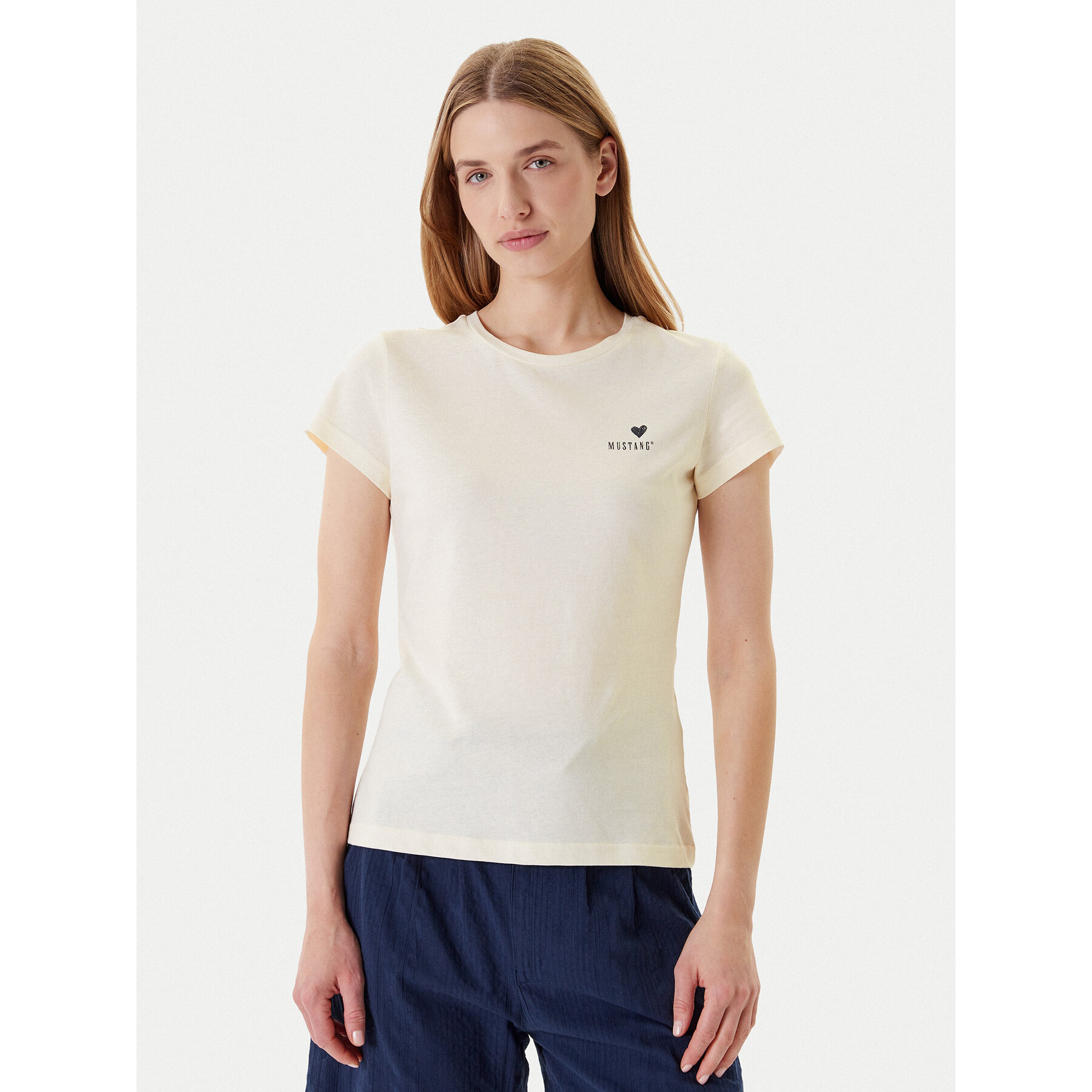 Mustang T-Shirt Loa 1016509 Εκρού Slim Fit