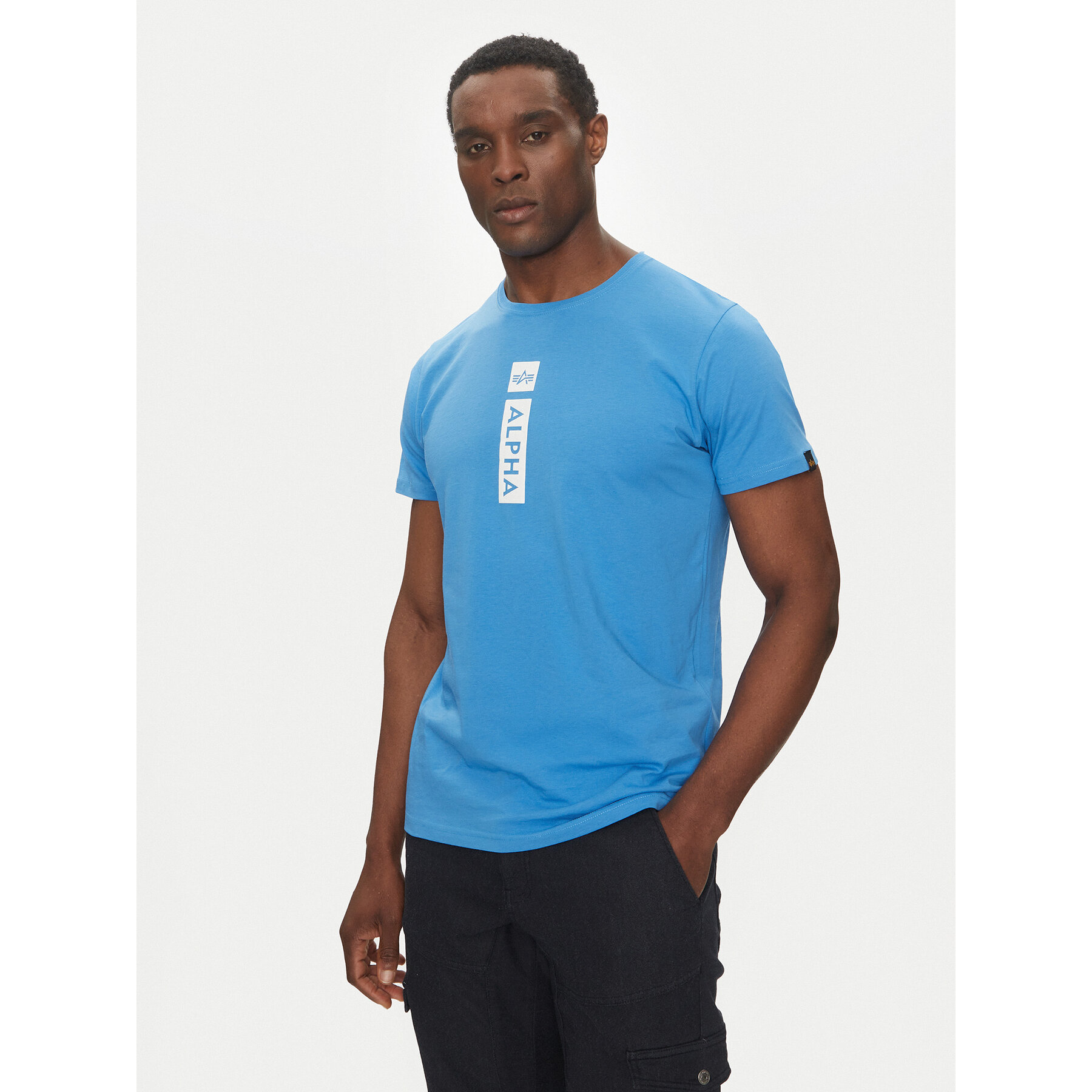 Alpha Industries Póló Puff Print 146509 Kék Regular Fit