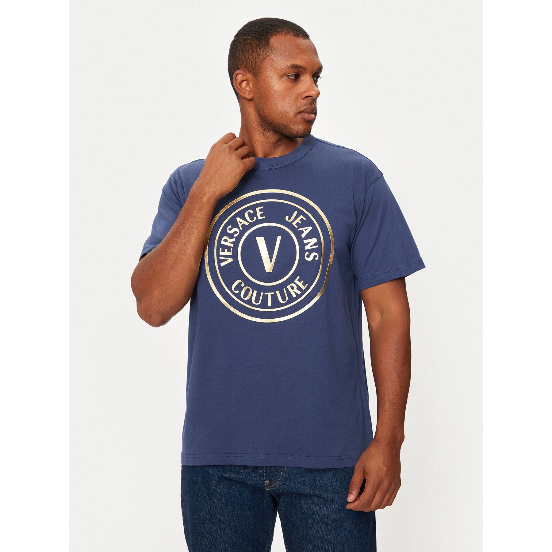 Versace Jeans Couture T-shirt 77GAHT01 Blu scuro Regular Fit