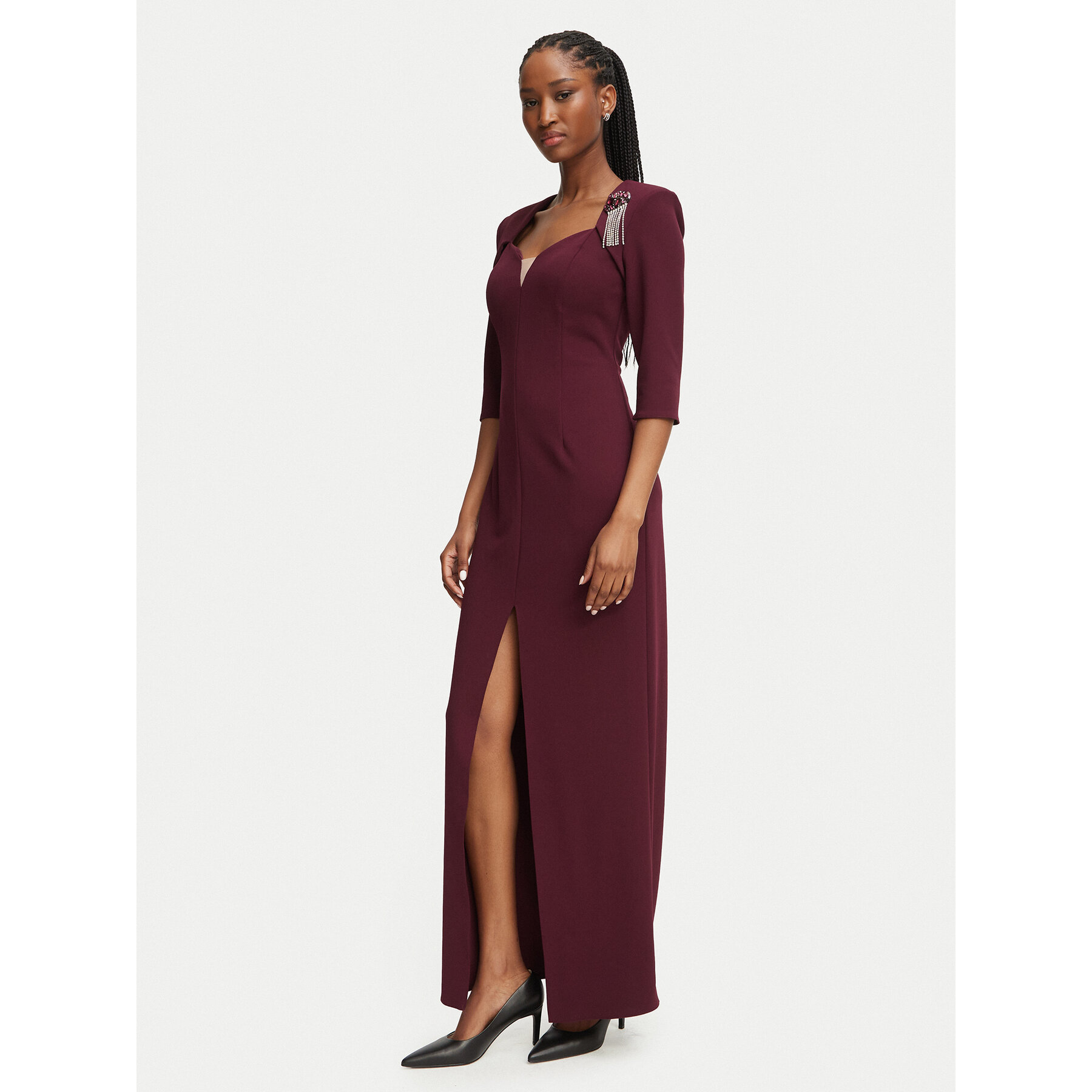 Rinascimento Abendkleid CFC0125271003 Dunkelrot Slim Fit