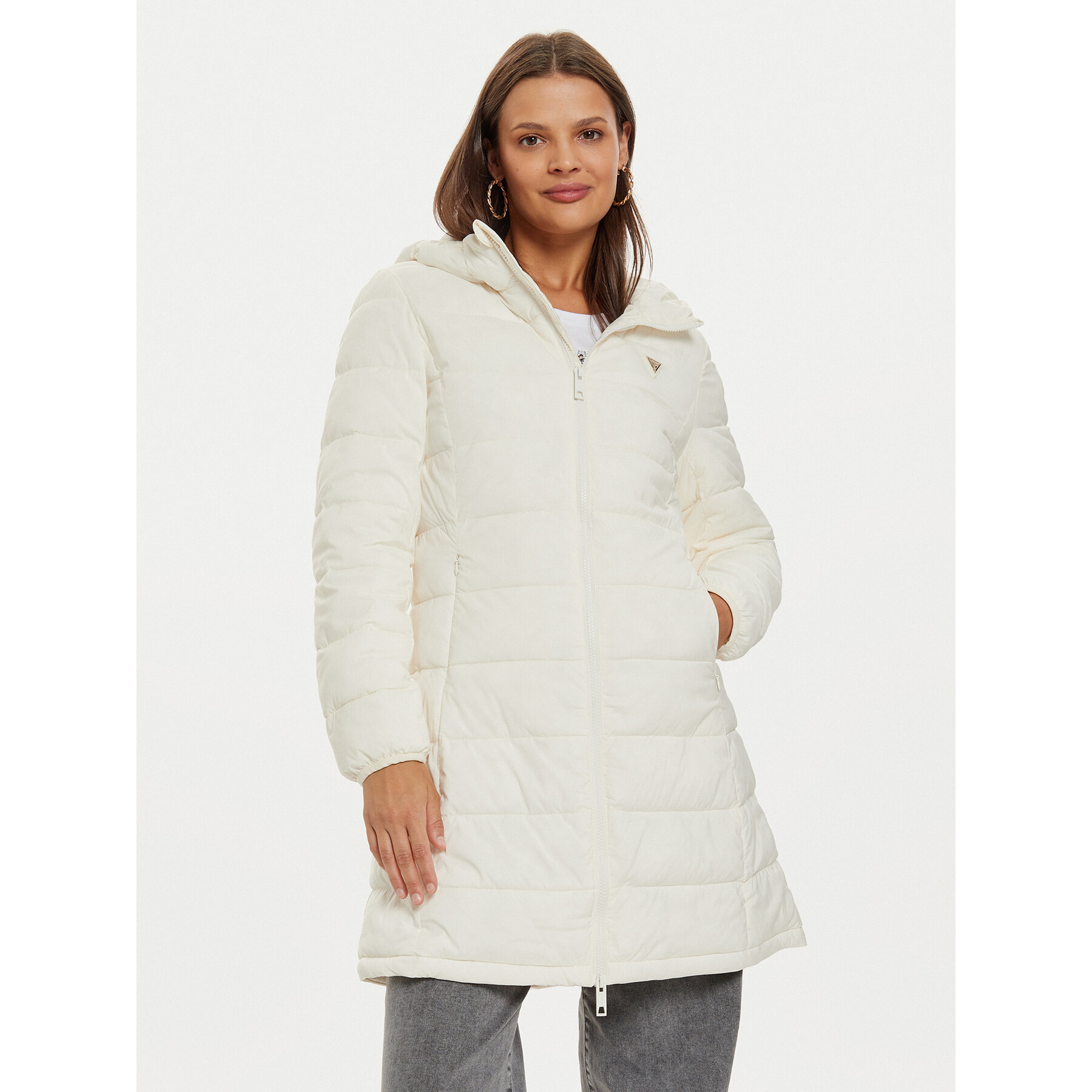 Guess Winterjacke New Aleta V4YL05 WF3X0 Écru Regular Fit