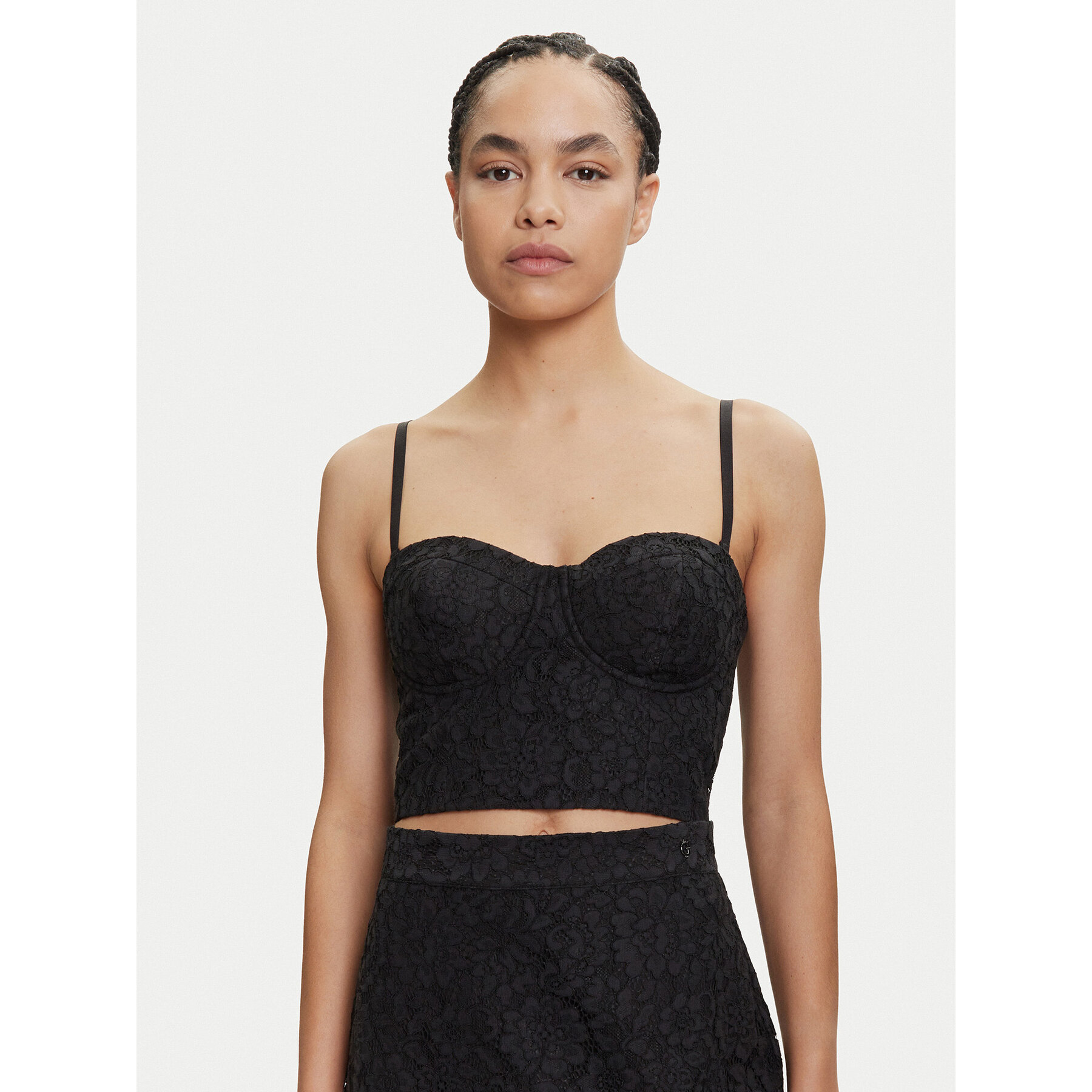 Guess Τοπ W5YH42 WHD00 Μαύρο Regular Fit