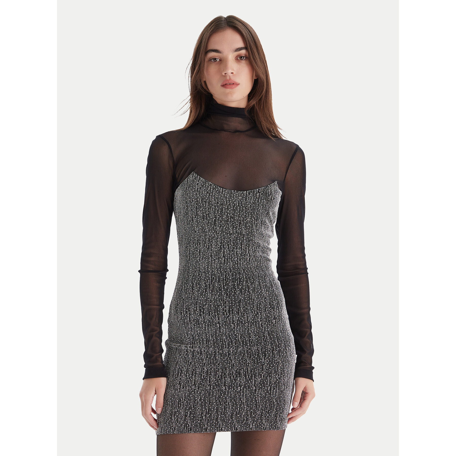 Simona Corsellini Coctailkleid A25CEAB10601 Silberfarben Slim Fit