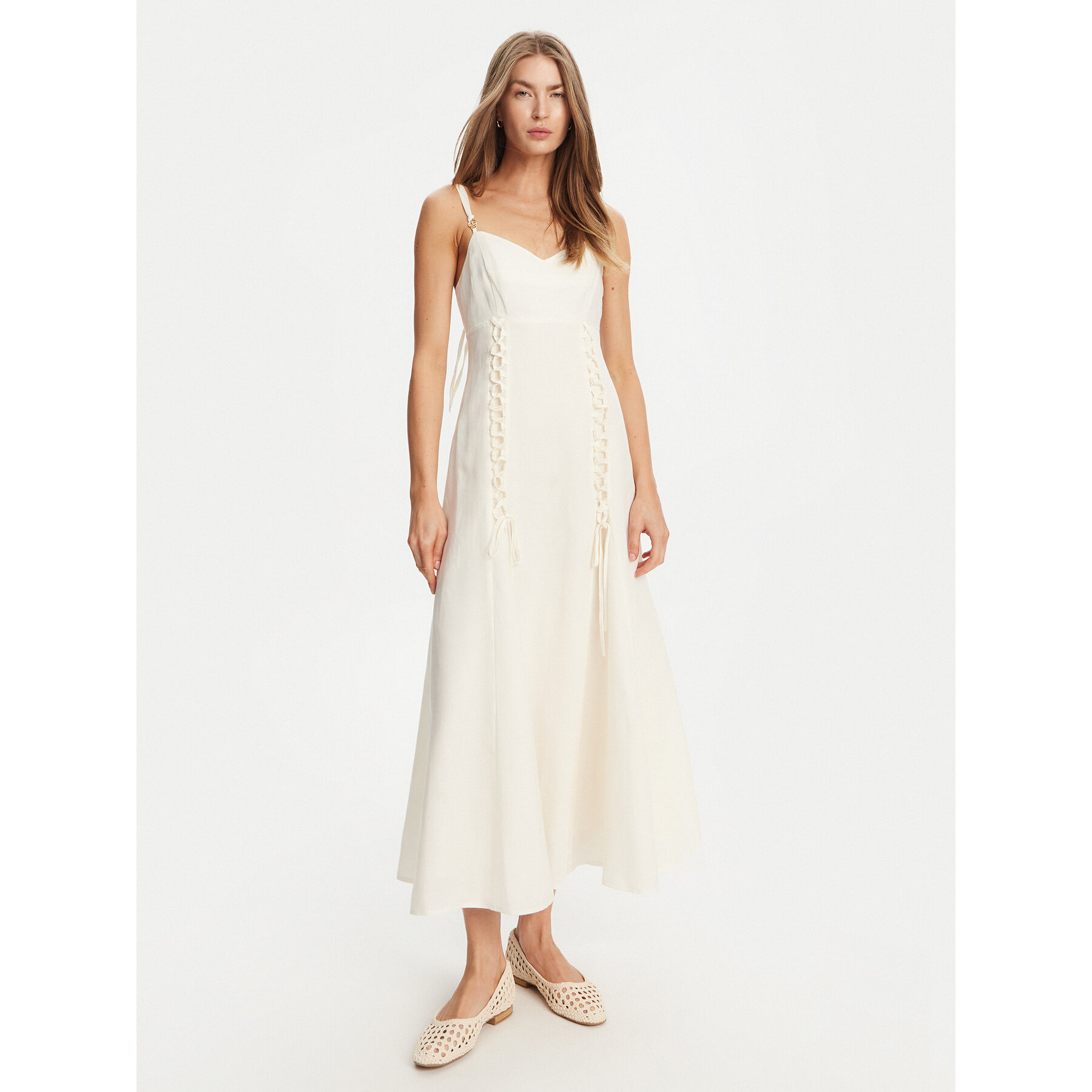 TWINSET Sommerkleid 251TT2070 Écru Regular Fit