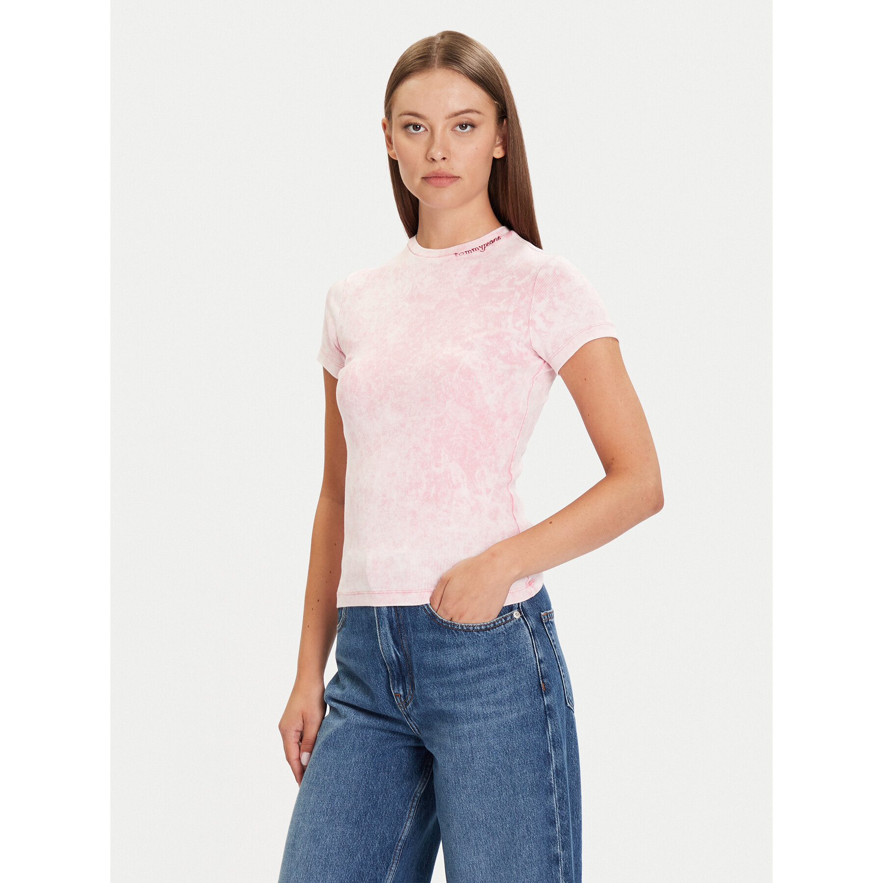 Tommy Jeans T-Shirt DW0DW21531 Rosa Slim Fit