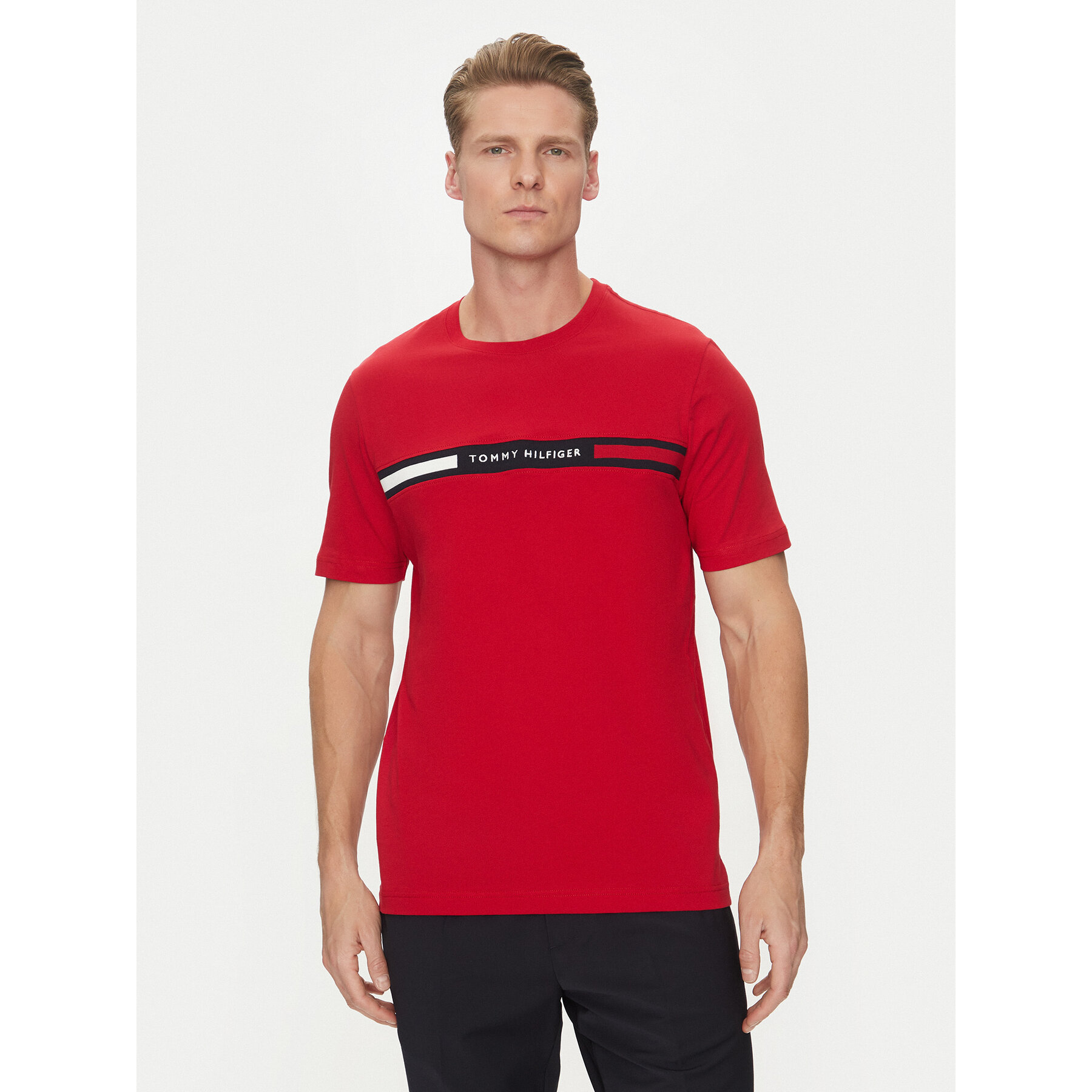Tommy Hilfiger Póló Chest Insert MW0MW36498 Piros Regular Fit