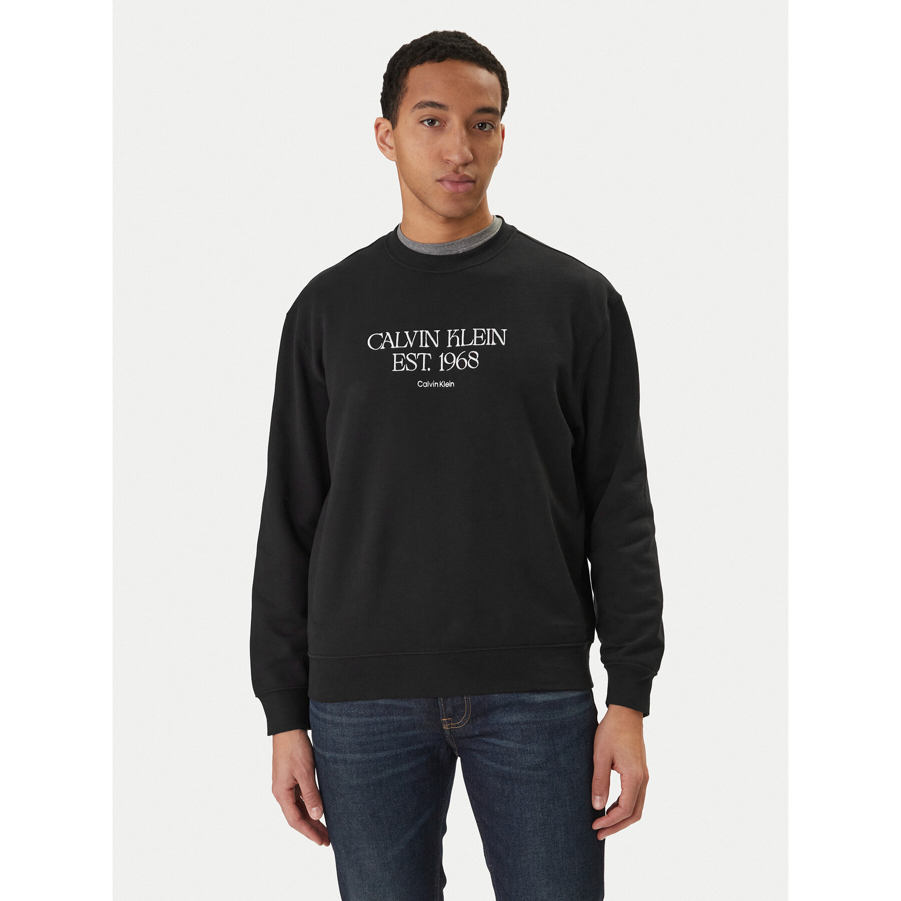 Calvin Klein Jeans Sweatshirt Nyc Graphic LV04RF233G Schwarz Regular Fit