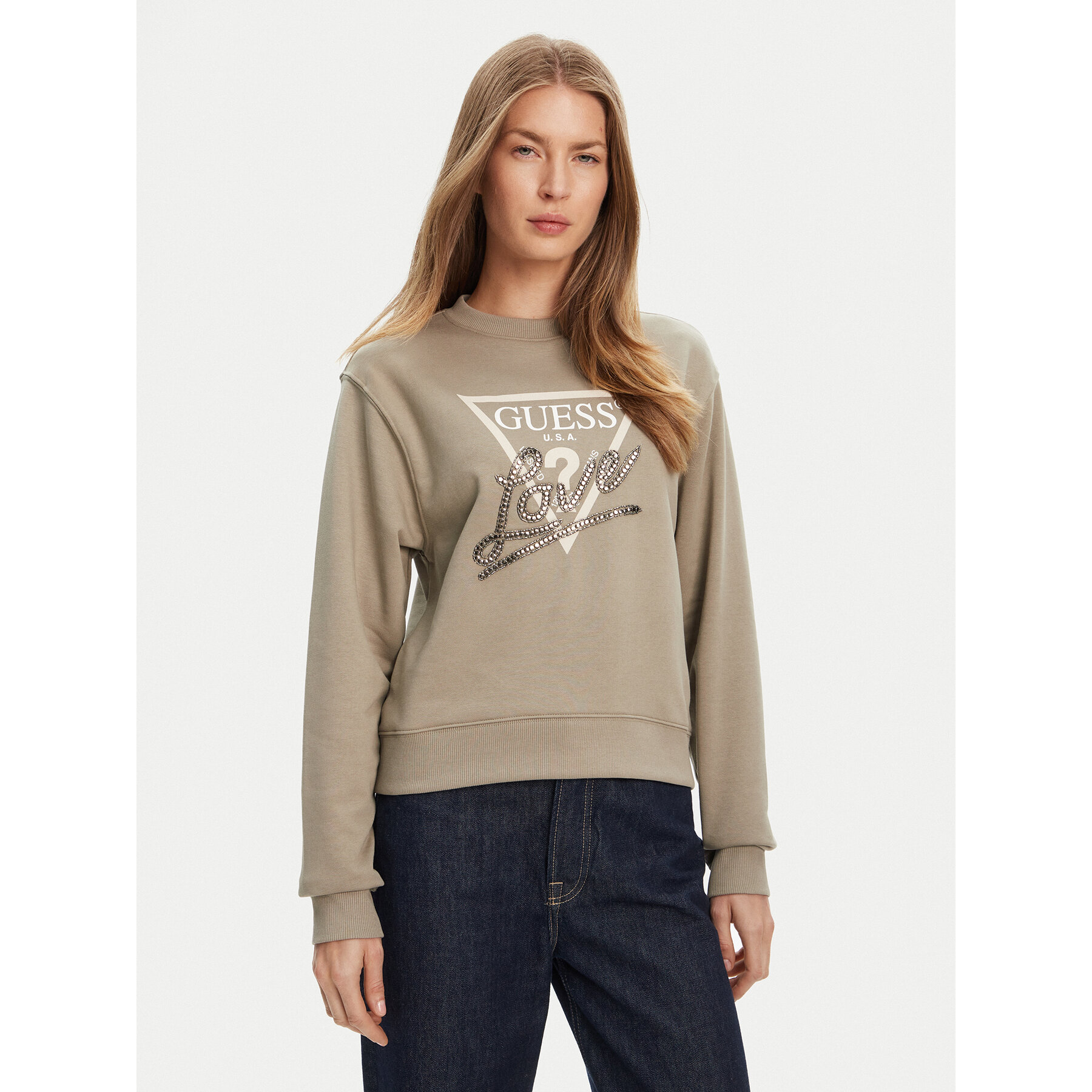 Guess Sweatshirt W5YQ06 KB681 Grün Regular Fit