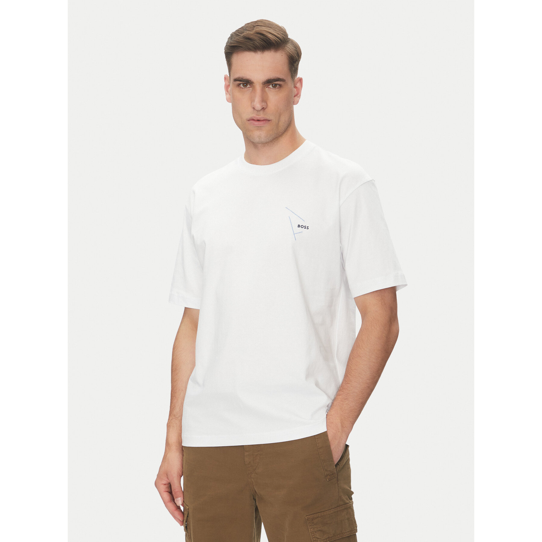 BOSS Marškinėliai 50546374 Balta Relaxed Fit