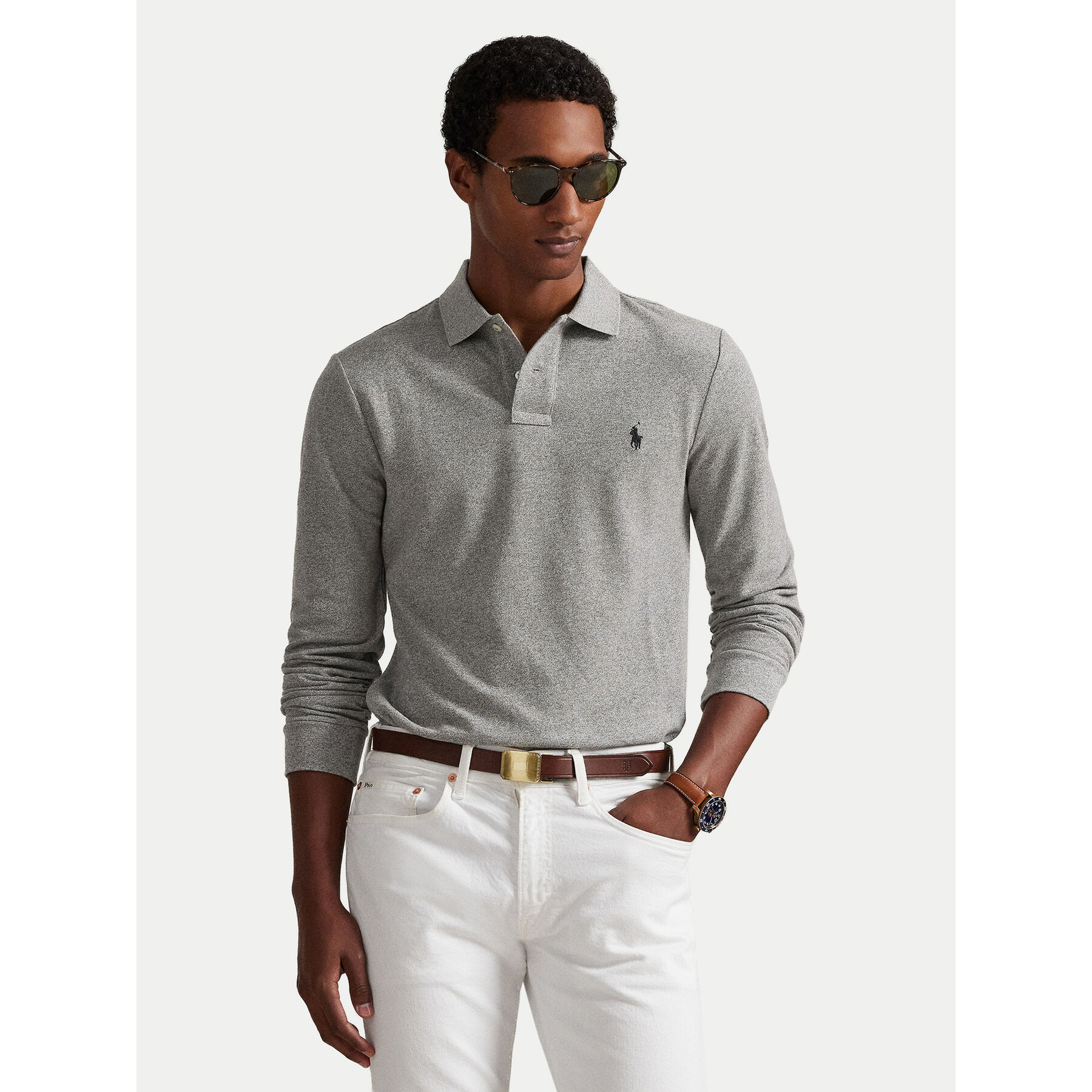 Polo Ralph Lauren Polo majica 710681126003 Siva Slim Fit
