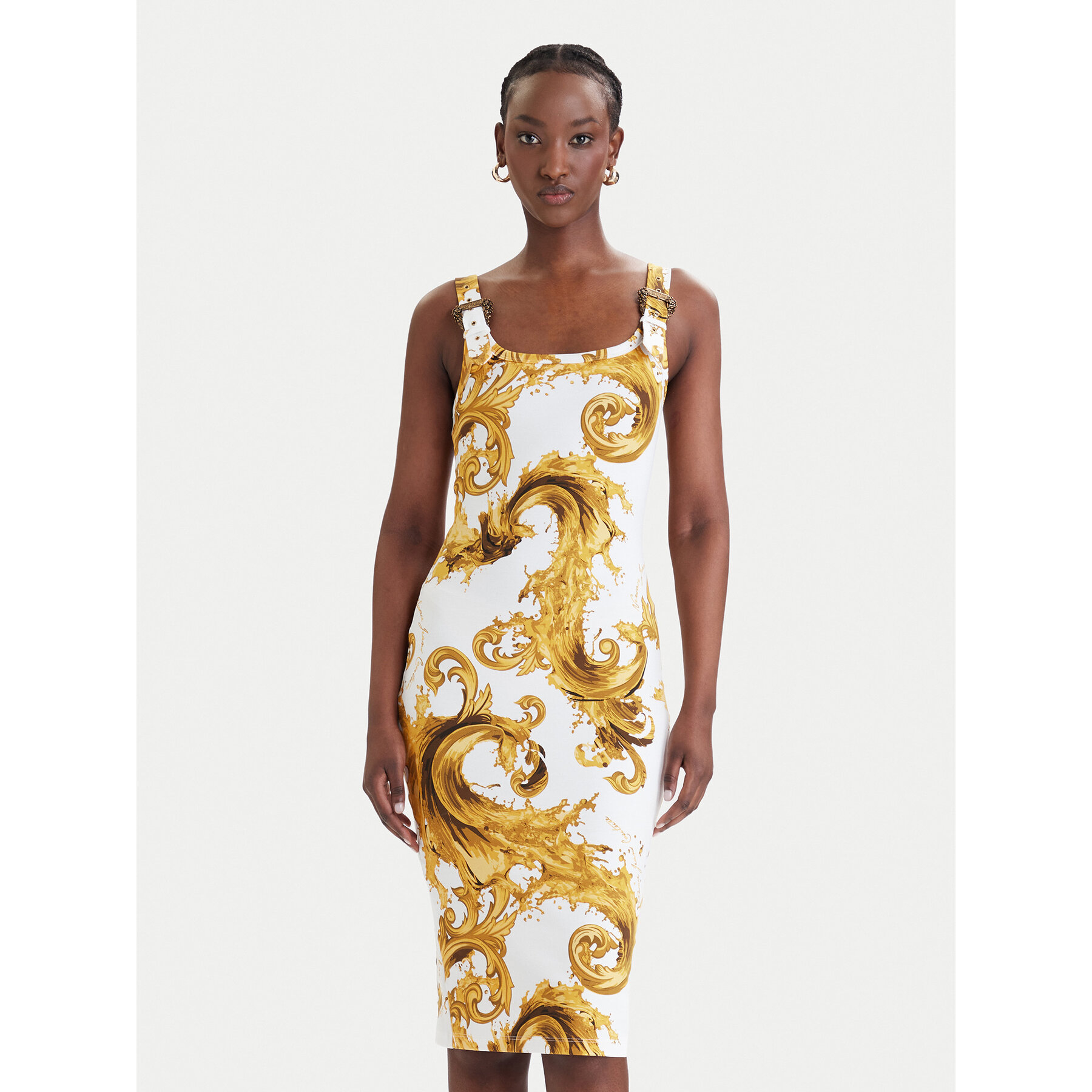 Versace Jeans Couture Kleid für den Alltag 80HAO943 JS550 Weiß Slim Fit
