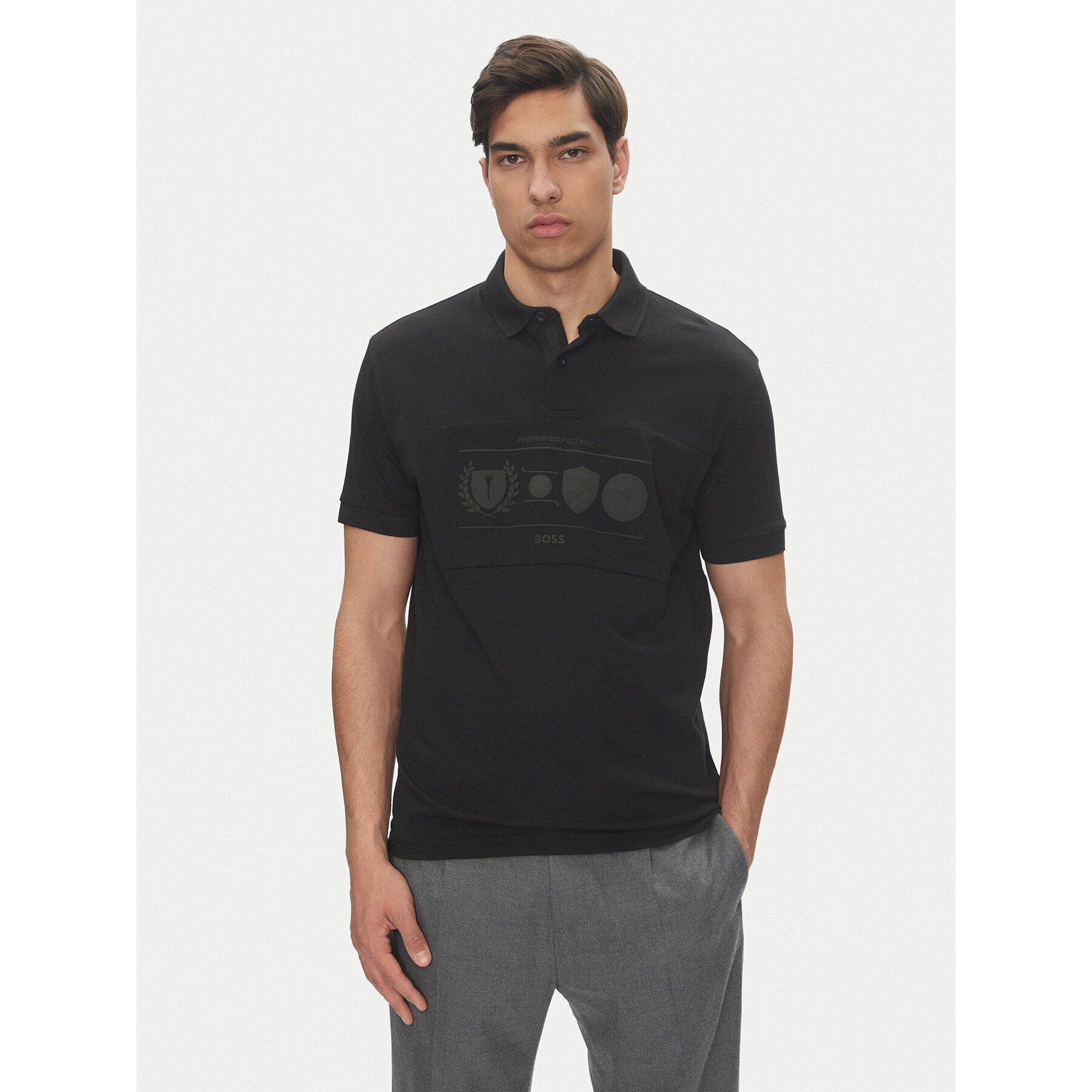 BOSS Pólóing Percy Heritage 50538111 Fekete Relaxed Fit