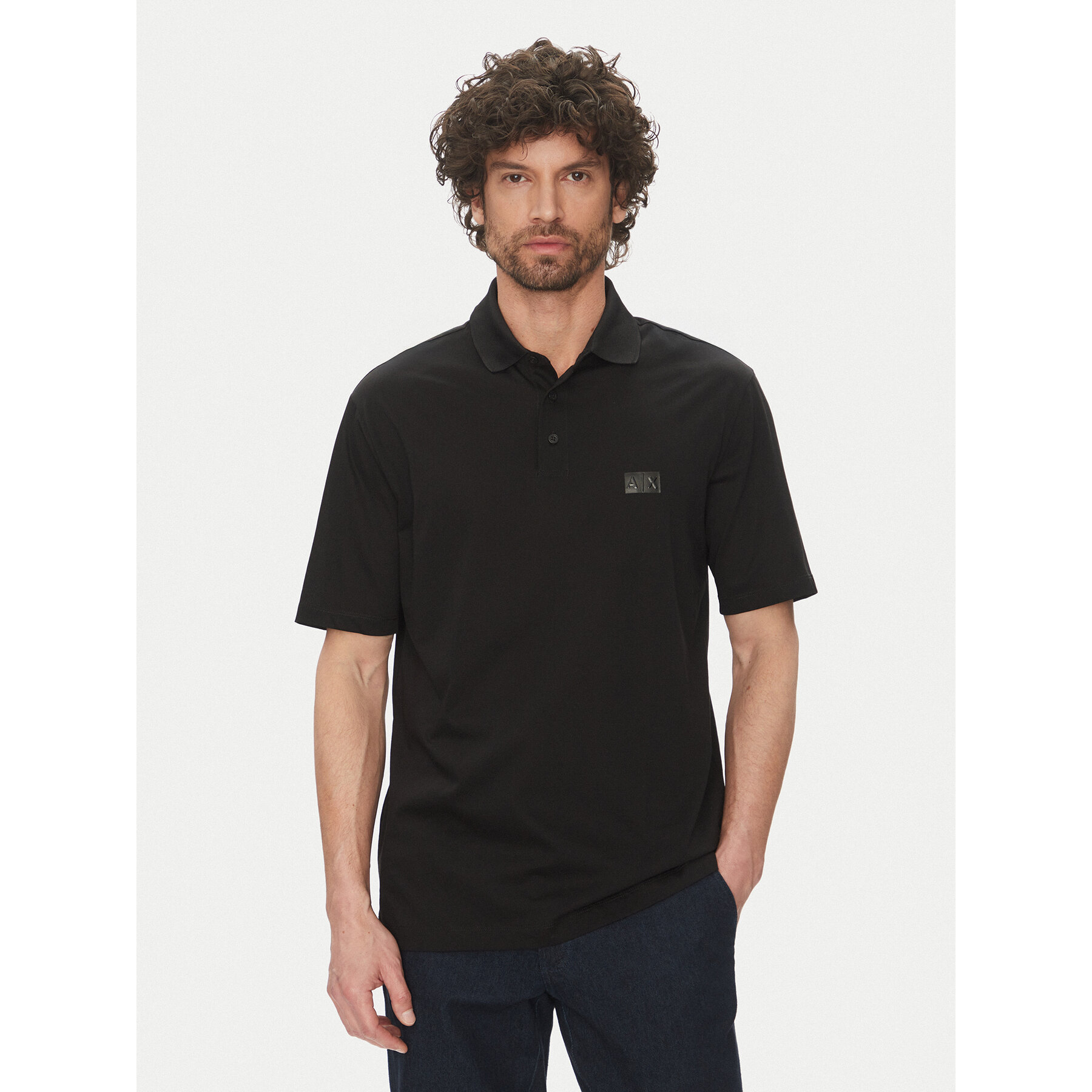 Armani Exchange Herren Schwarz Poloshirt Xm000484 Af10364 Uc001 Regular Fit Klein