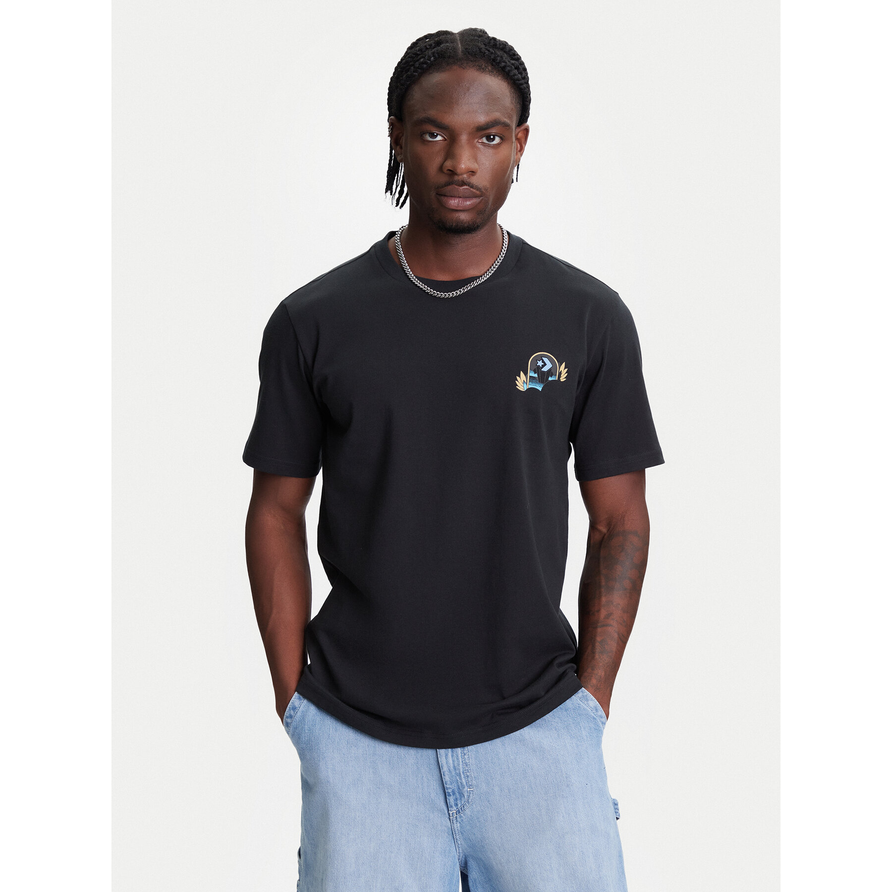 Converse T-shirt Desert Sunset 10027713-A01 Nero Regular Fit, Taglia XL, taglia : XL