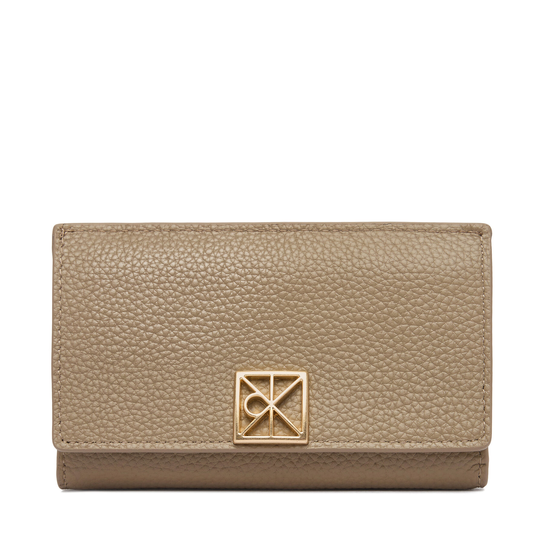 Denarnica Calvin Klein Emblem Hw Pebble Snap Cardholder LV04F1127G Bež