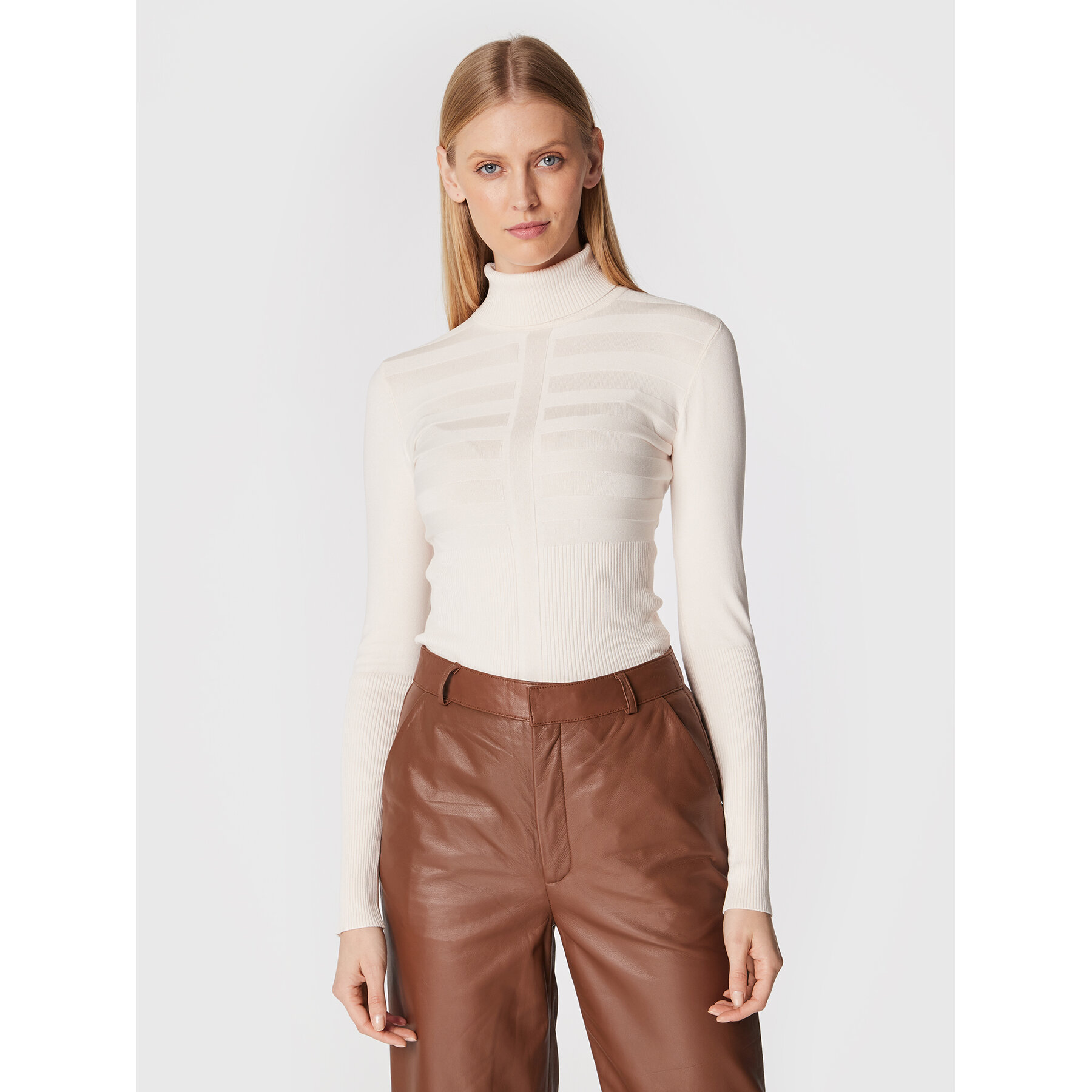 Morgan Rollkragenpullover 132-MENTOS.M Écru Slim Fit