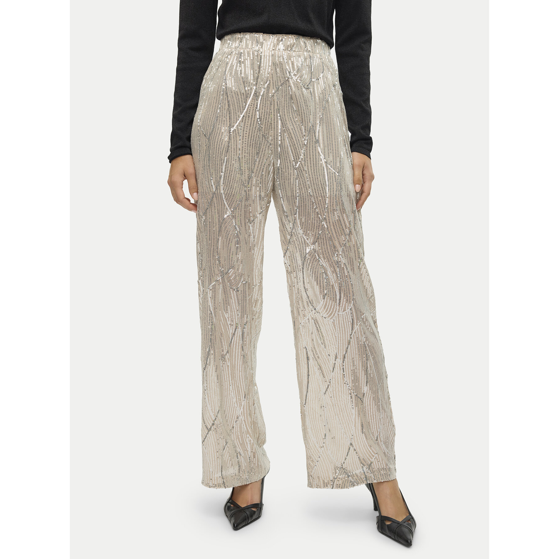 Vero Moda Stoffhose Ellen 10319016 Beige Straight Fit