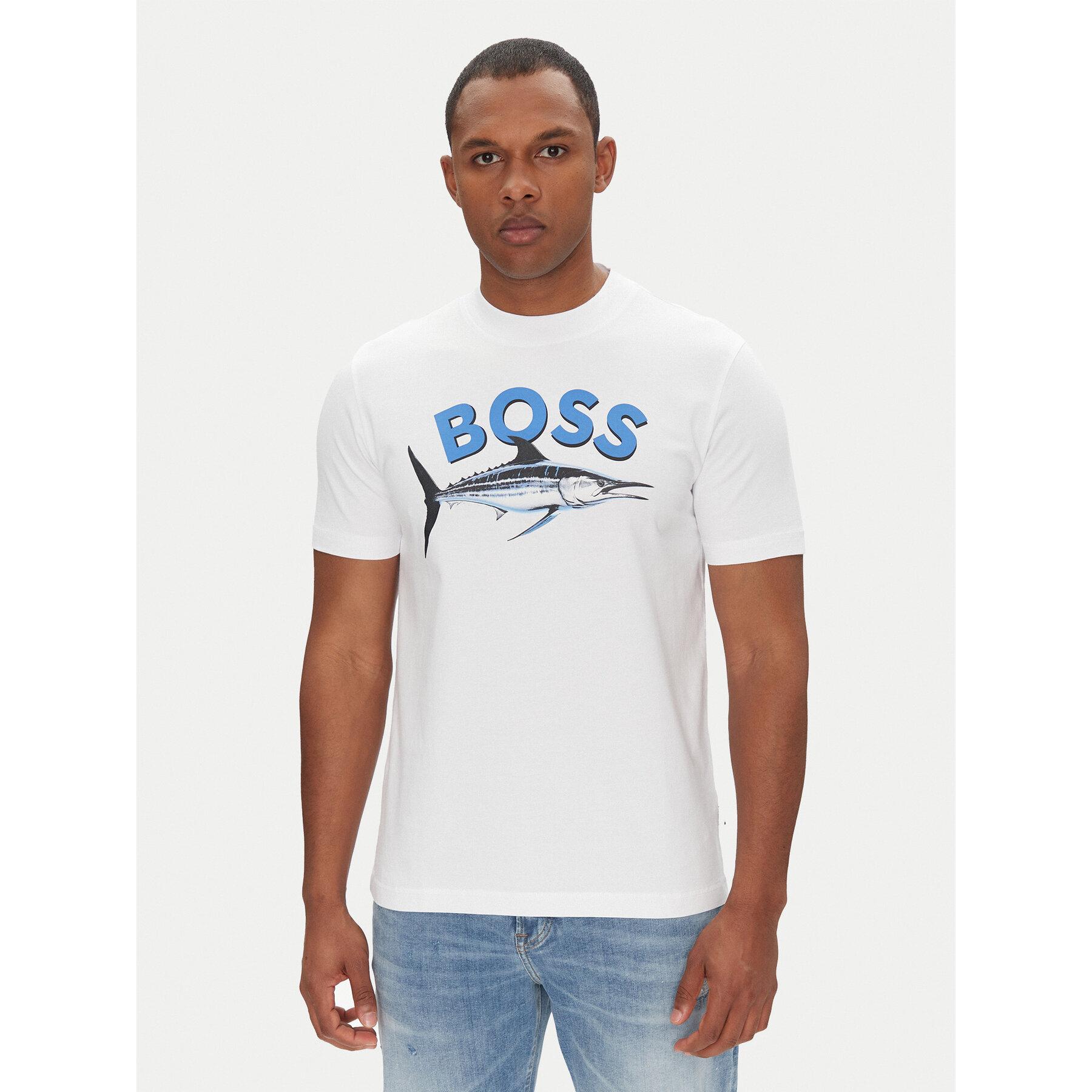 BOSS Póló Bossfish 50539196 Ekru Regular Fit