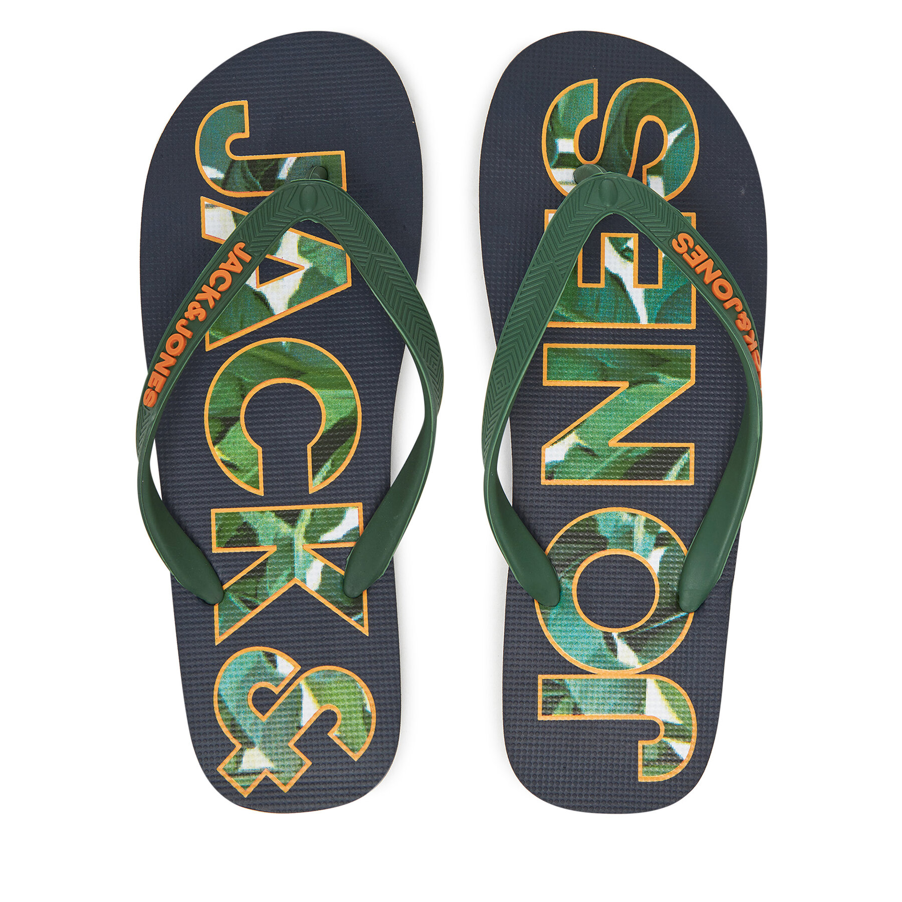 Pánske Žabky Jack&Jones, Rozmer: 40_41, Tmavomodrá, Jfwlogo Palm Print Flip Flop Ln 12230642