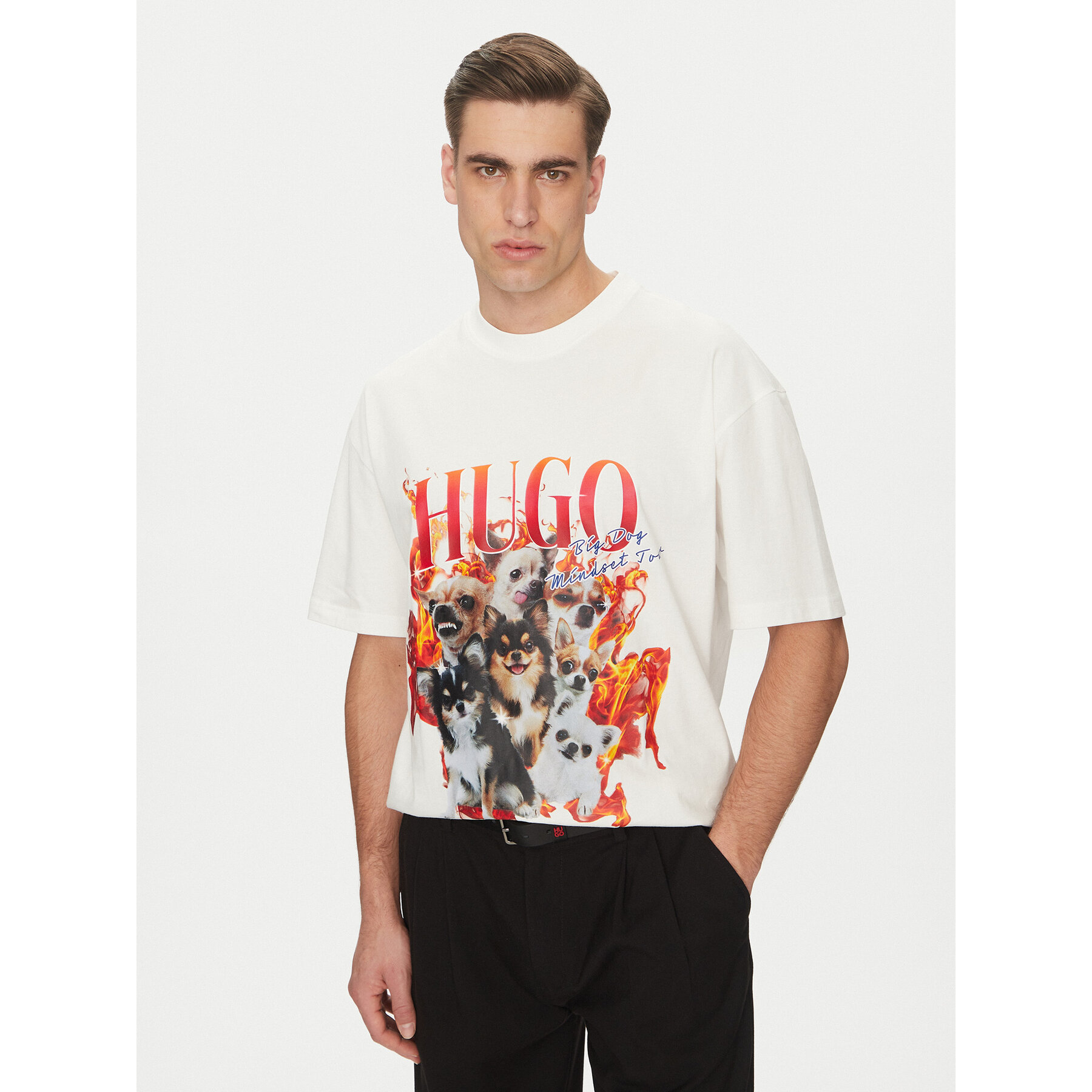 HUGO T-shirt Dugie 50538259 Écru Oversize