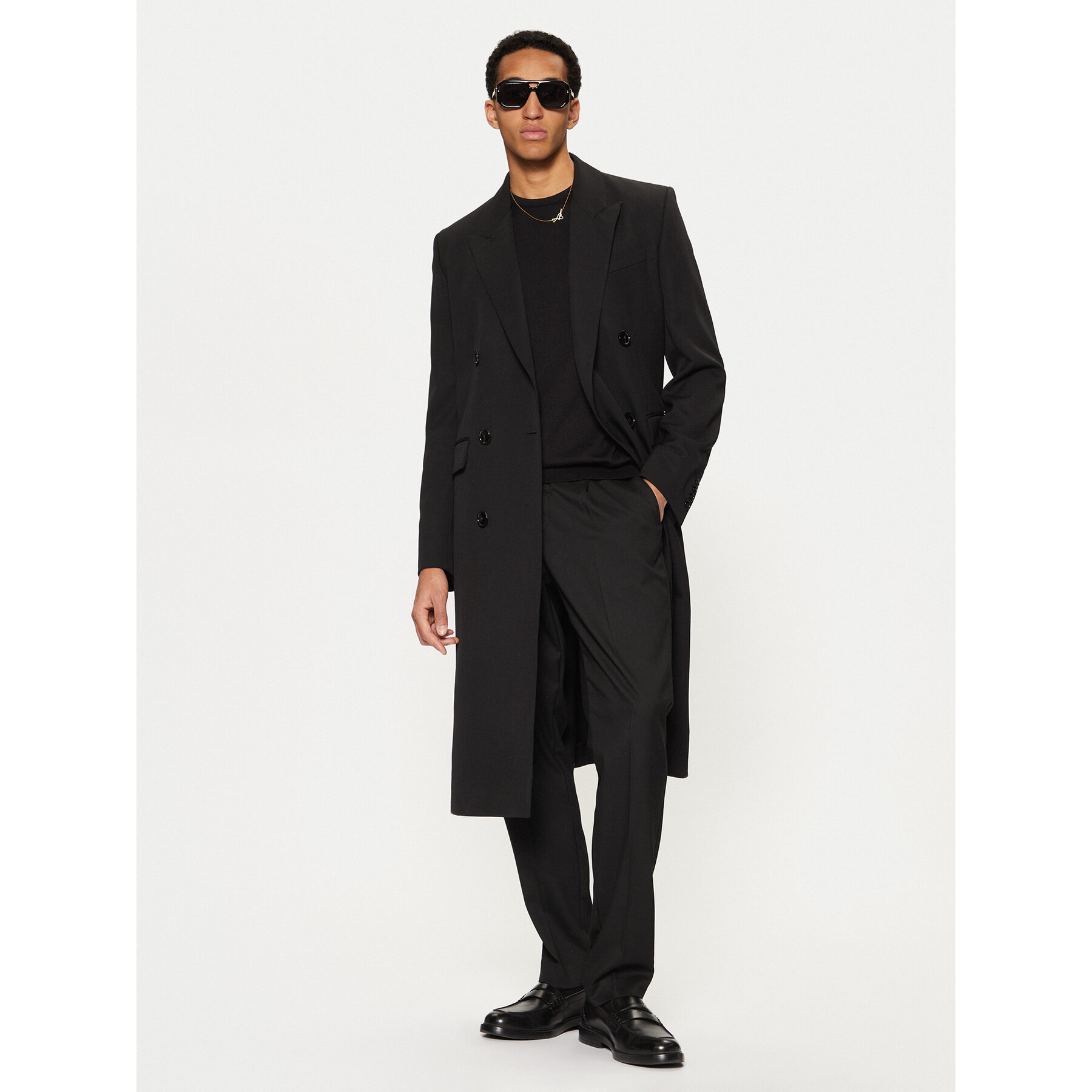 AMI Paris Übergangsmantel HCO319.WV0037 Schwarz Regular Fit