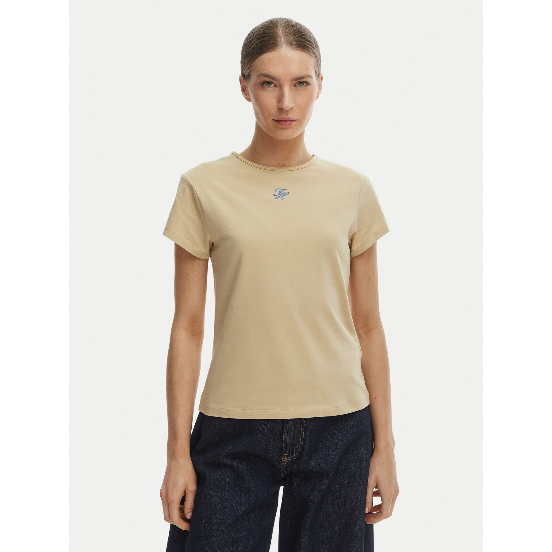 Tommy Hilfiger T-Shirt WW0WW48710 Beige Slim Fit