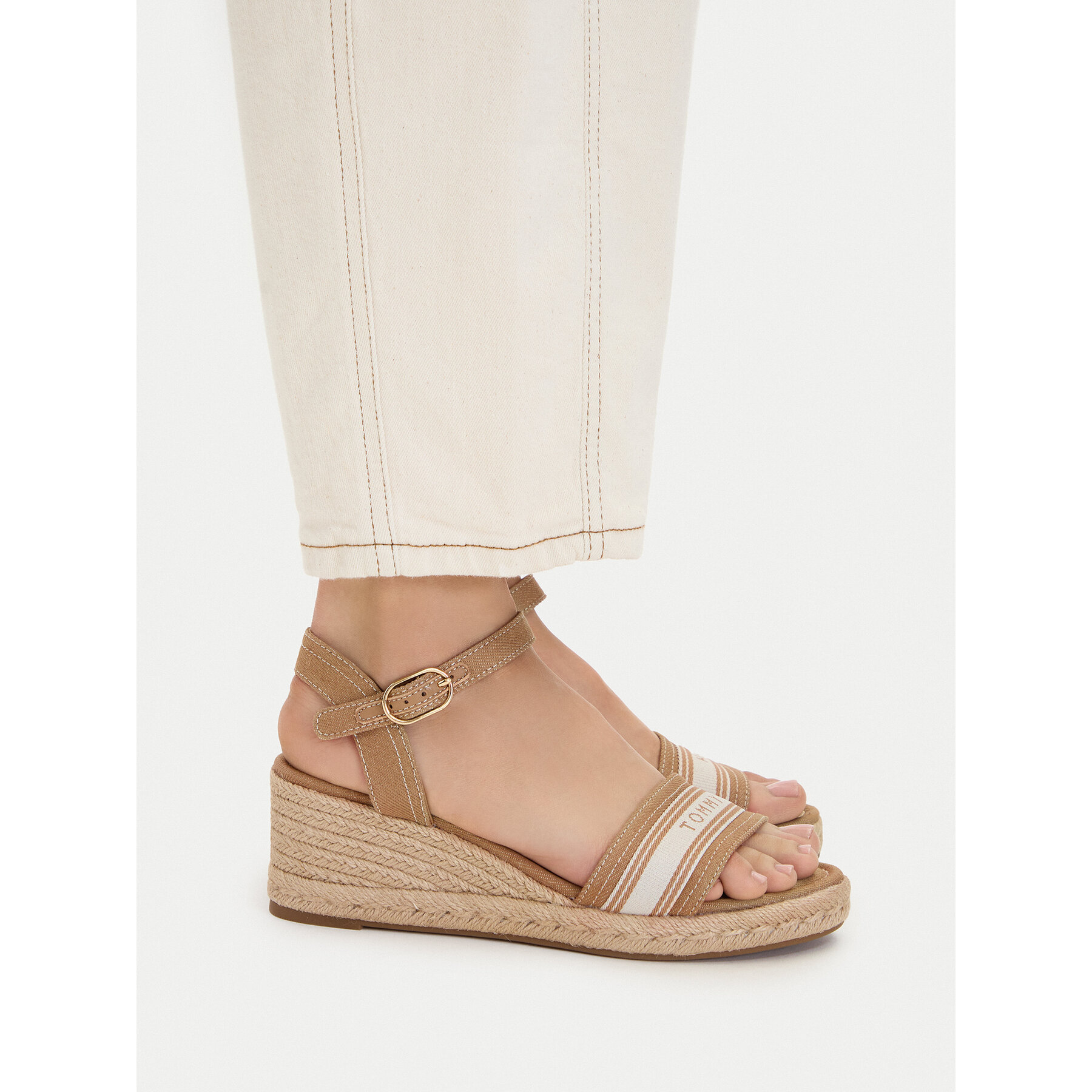 Espadrile Tommy Hilfiger Mid Wedge Espad Webbing FW0FW09230 Bej