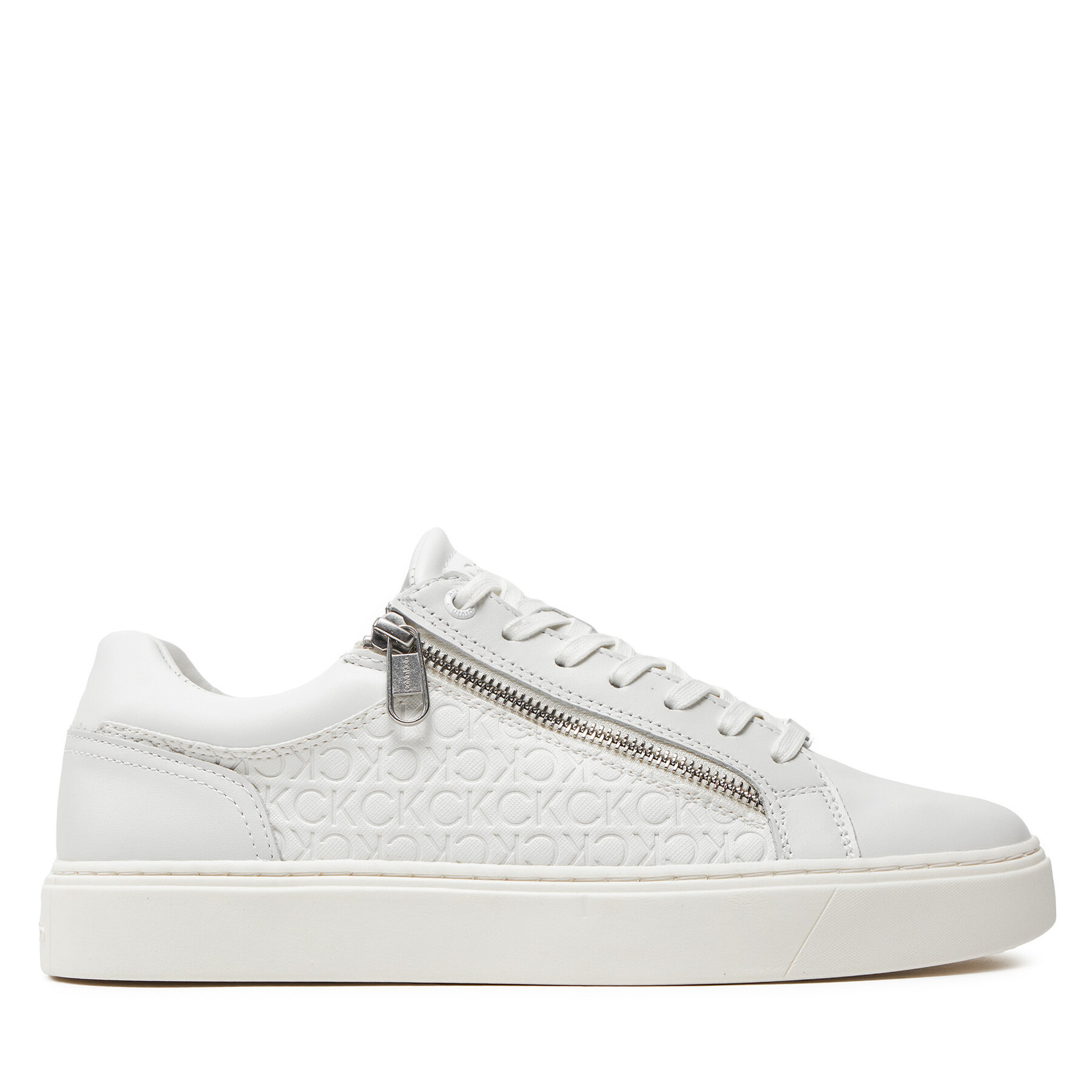 Sneakers Calvin Klein Low Top Lace Up W/ Zip Mono HM0HM01496 Blanc