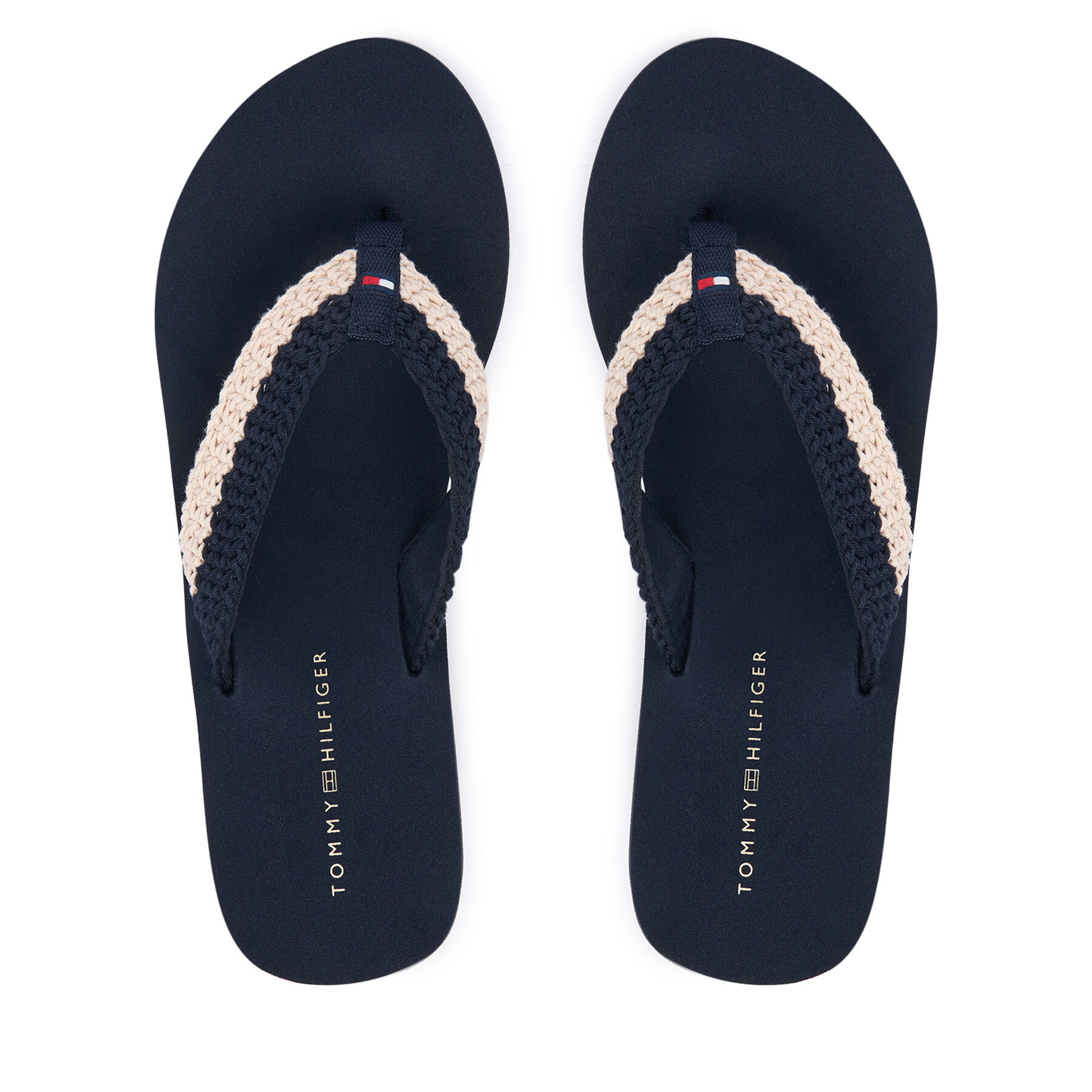 Japanke Tommy Hilfiger Th Wedge Crochet Summer Sandal FW0FW09420 Tamnoplava