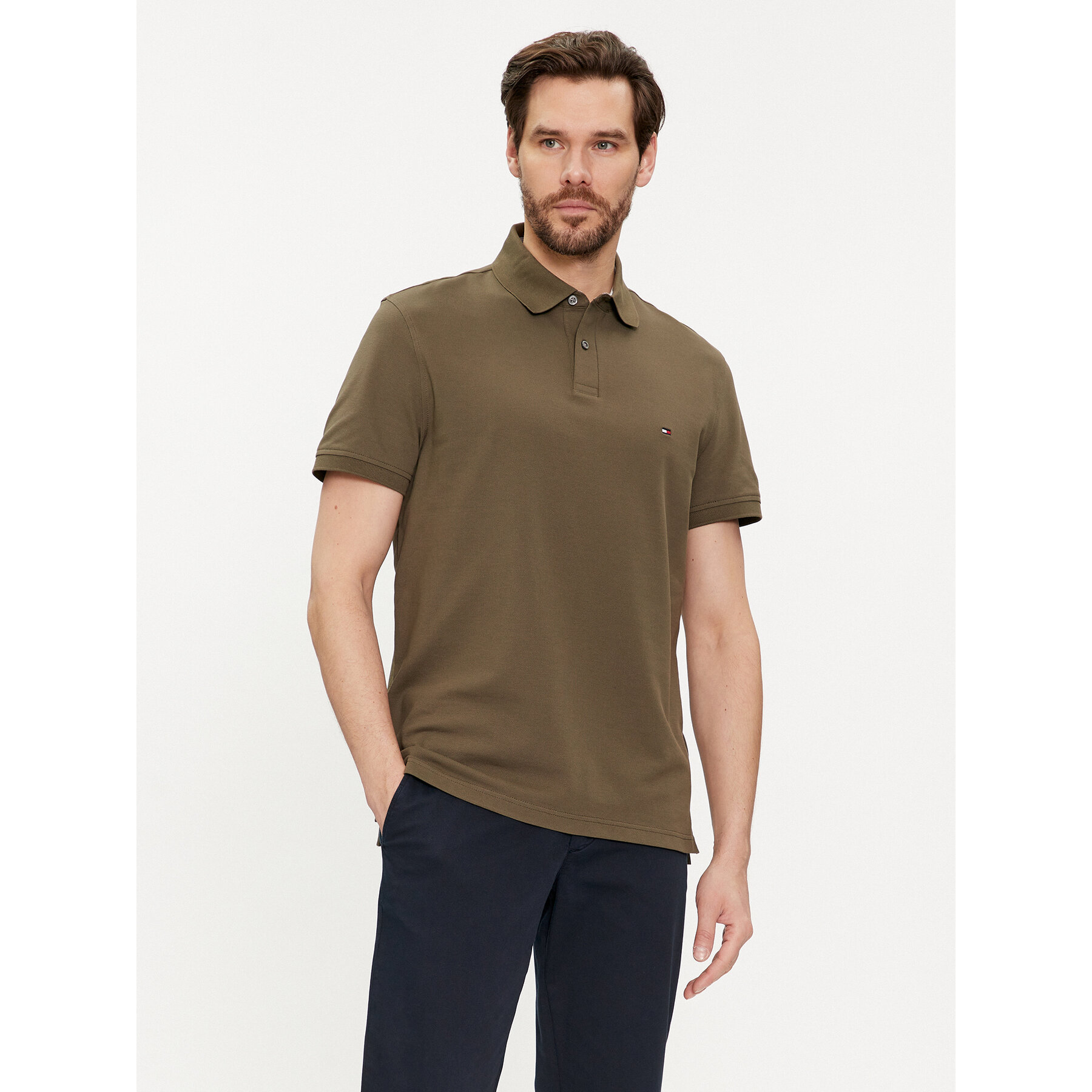 Tommy Hilfiger Polo majica 1985 MW0MW17770 Khaki Regular Fit