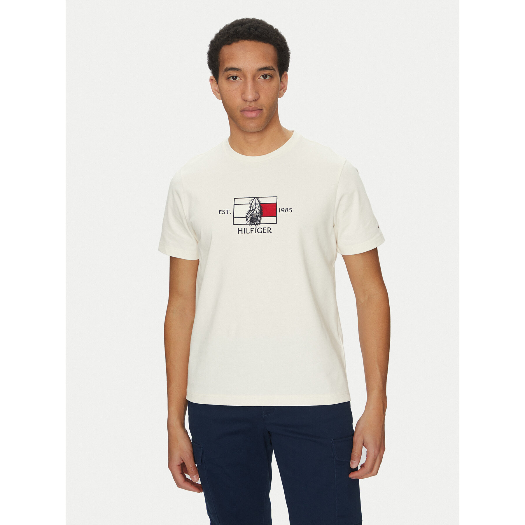 Tommy Hilfiger Póló Sailing MW0MW38628 Ekru Regular Fit