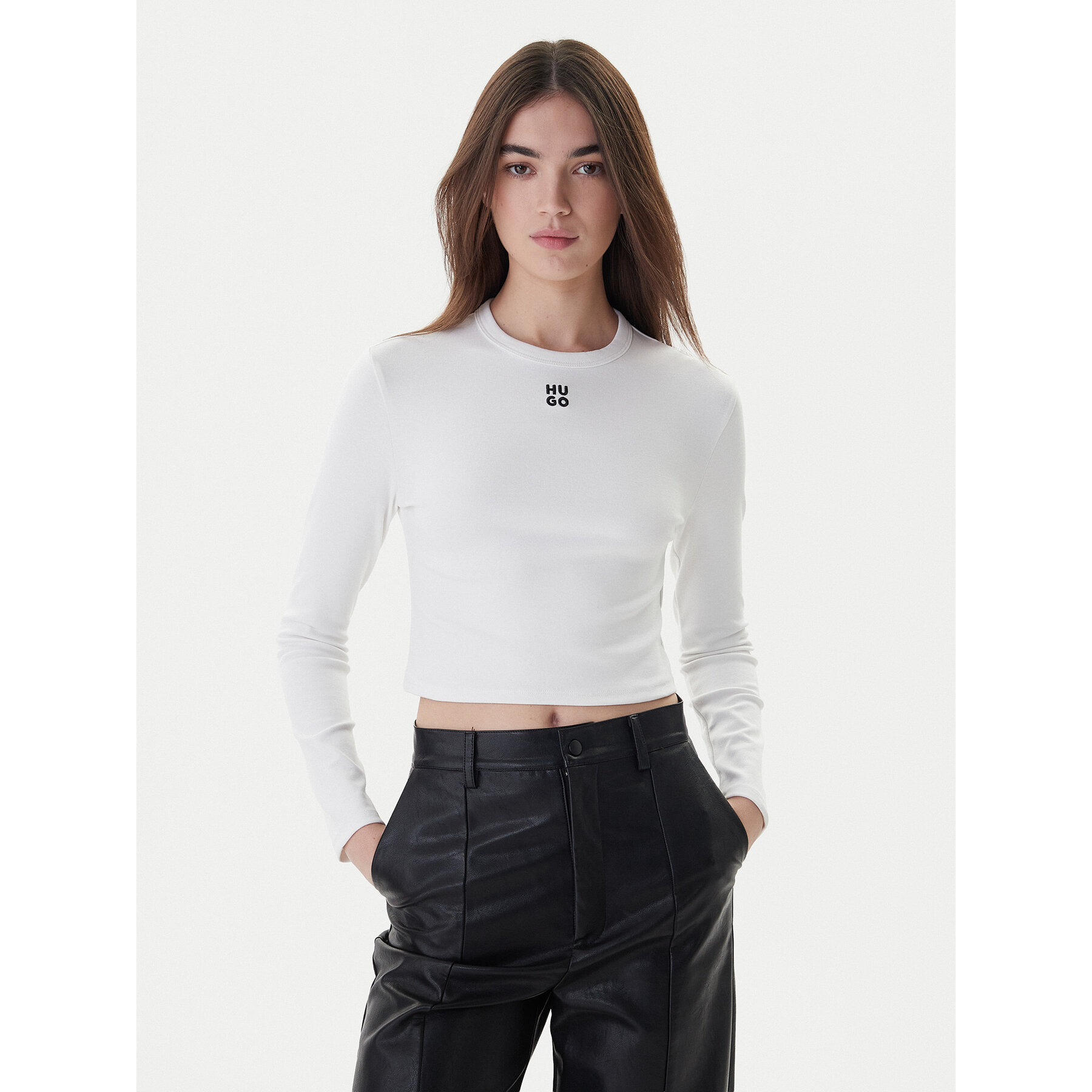Hugo Bluse Dafilomena_3 50518378 Weiß Slim Fit
