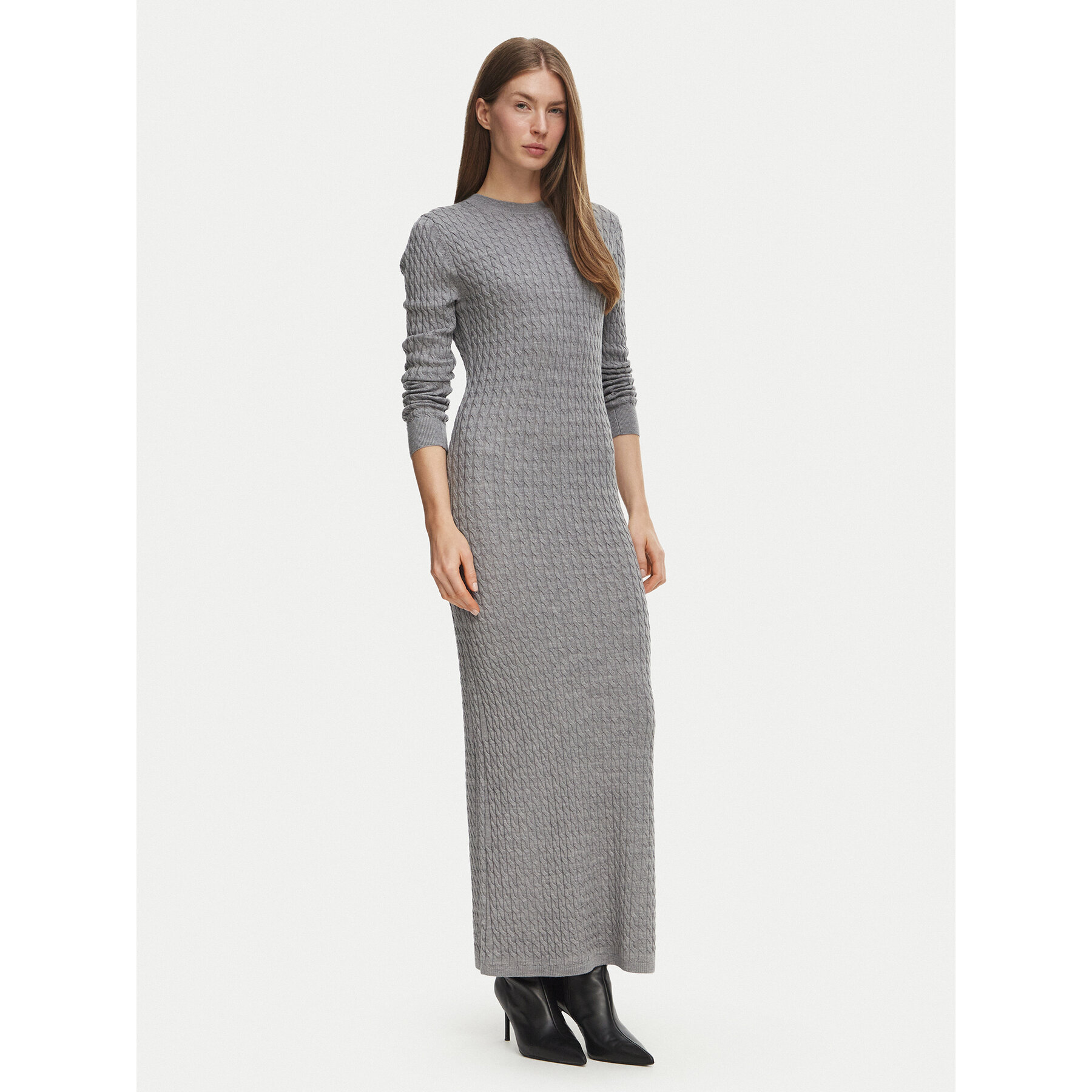Tommy Hilfiger Strickkleid CableWW0WW52320 Grau Regular Fit