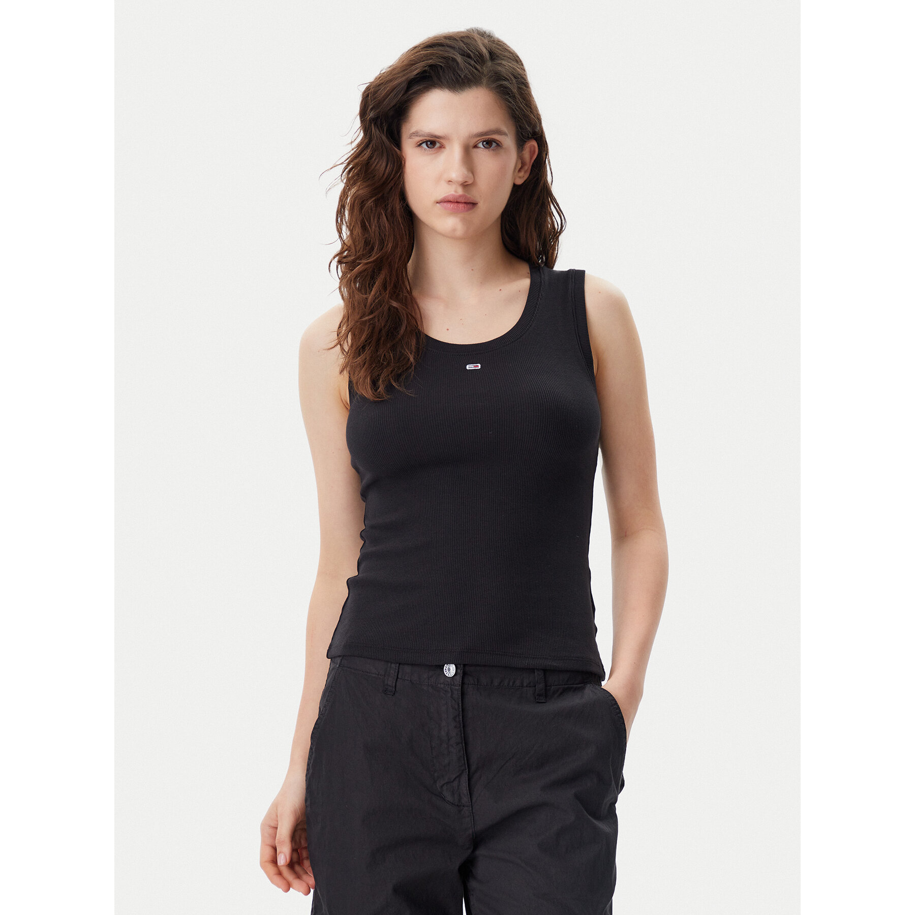 Tommy Jeans Τοπ Essential DW0DW20673 Μαύρο Slim Fit