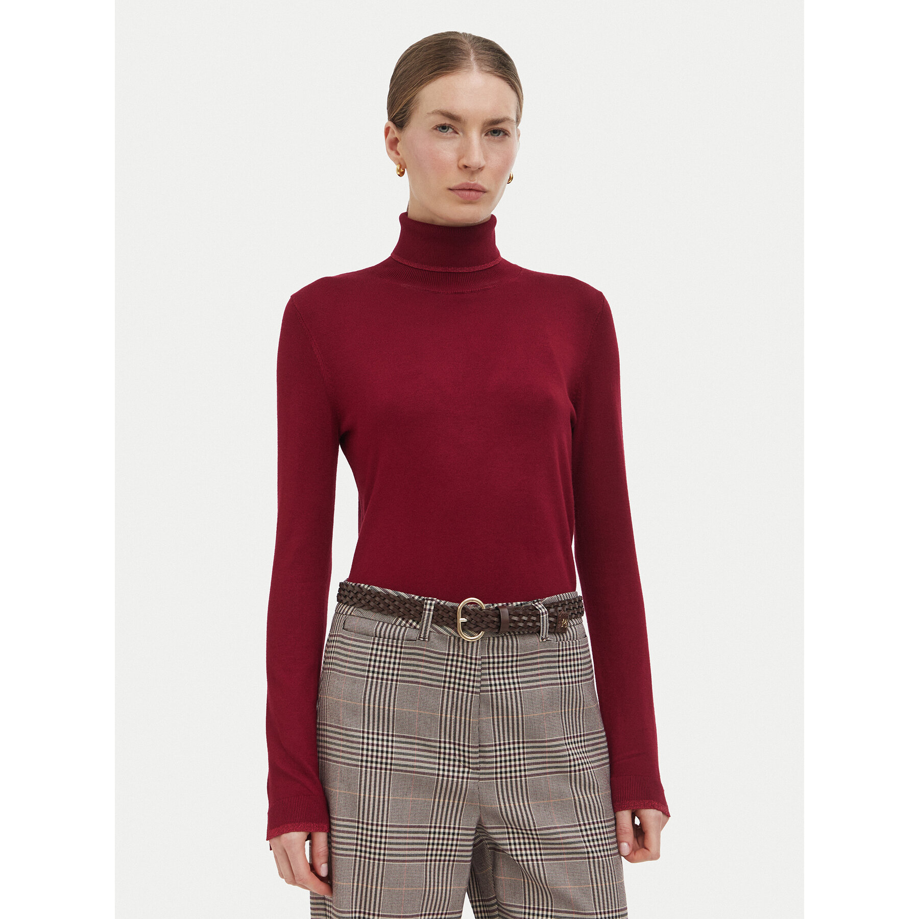 Liu Jo Rollkragenpullover WF6013 MS49I Dunkelrot Slim Fit