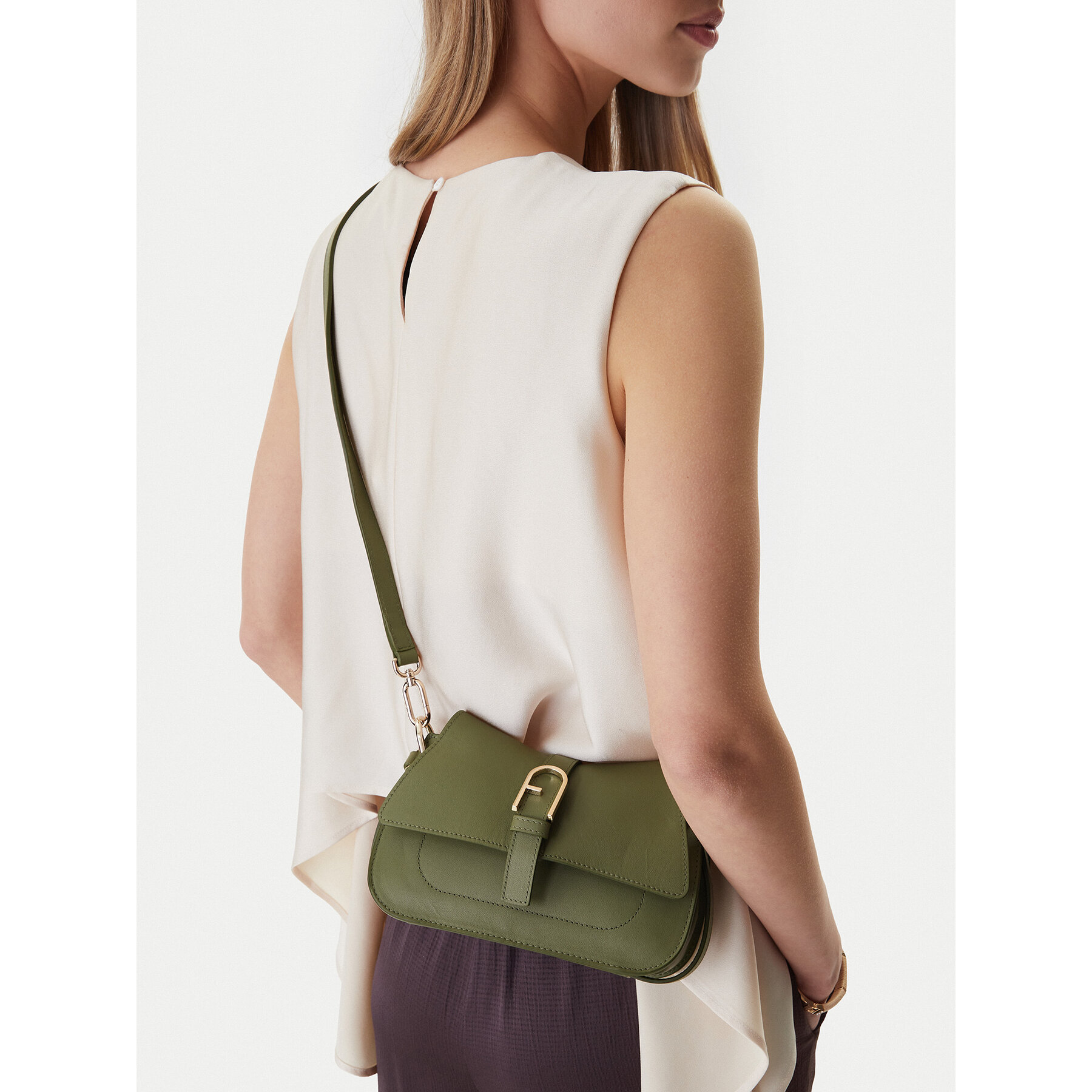 Ročna torba Furla Flow Mini WB01032 BX2045 BG 4555S Zelena