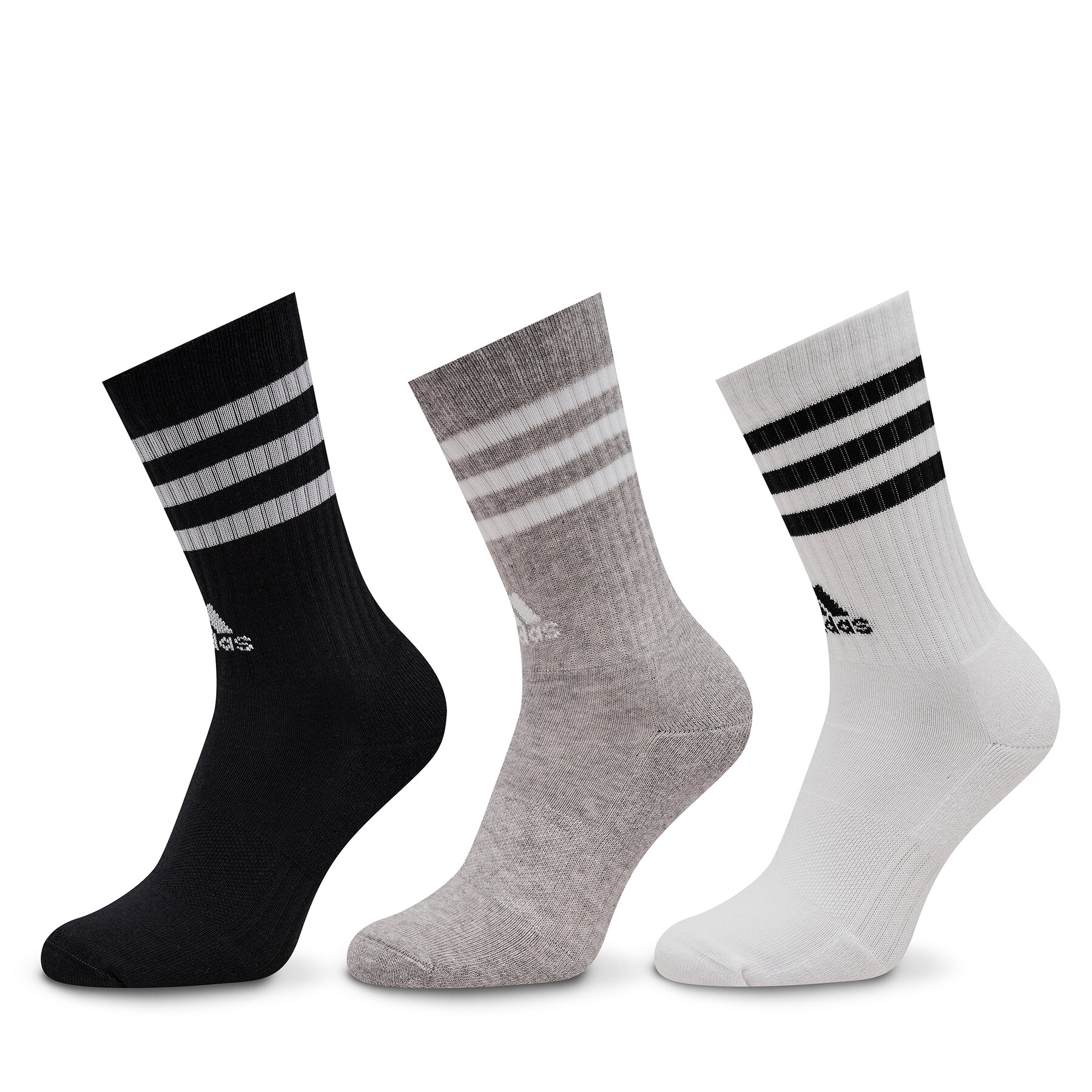 Calcetines altos unisex adidas 3-Stripes Cushioned Crew Socks 3 Pairs IC1323 Gris