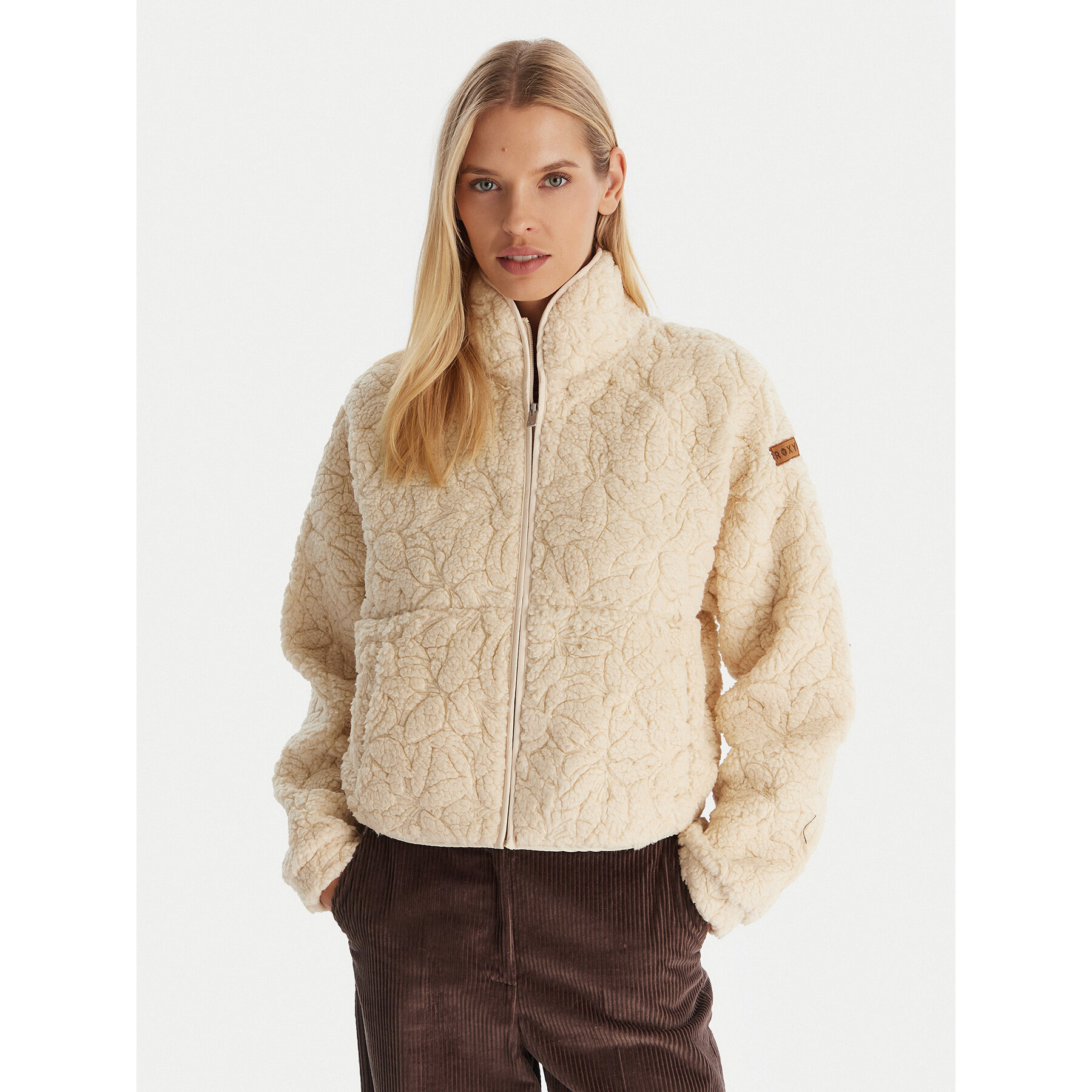 Roxy Fleecejacke Blurry Cloud ERJPF03212 Écru Regular Fit