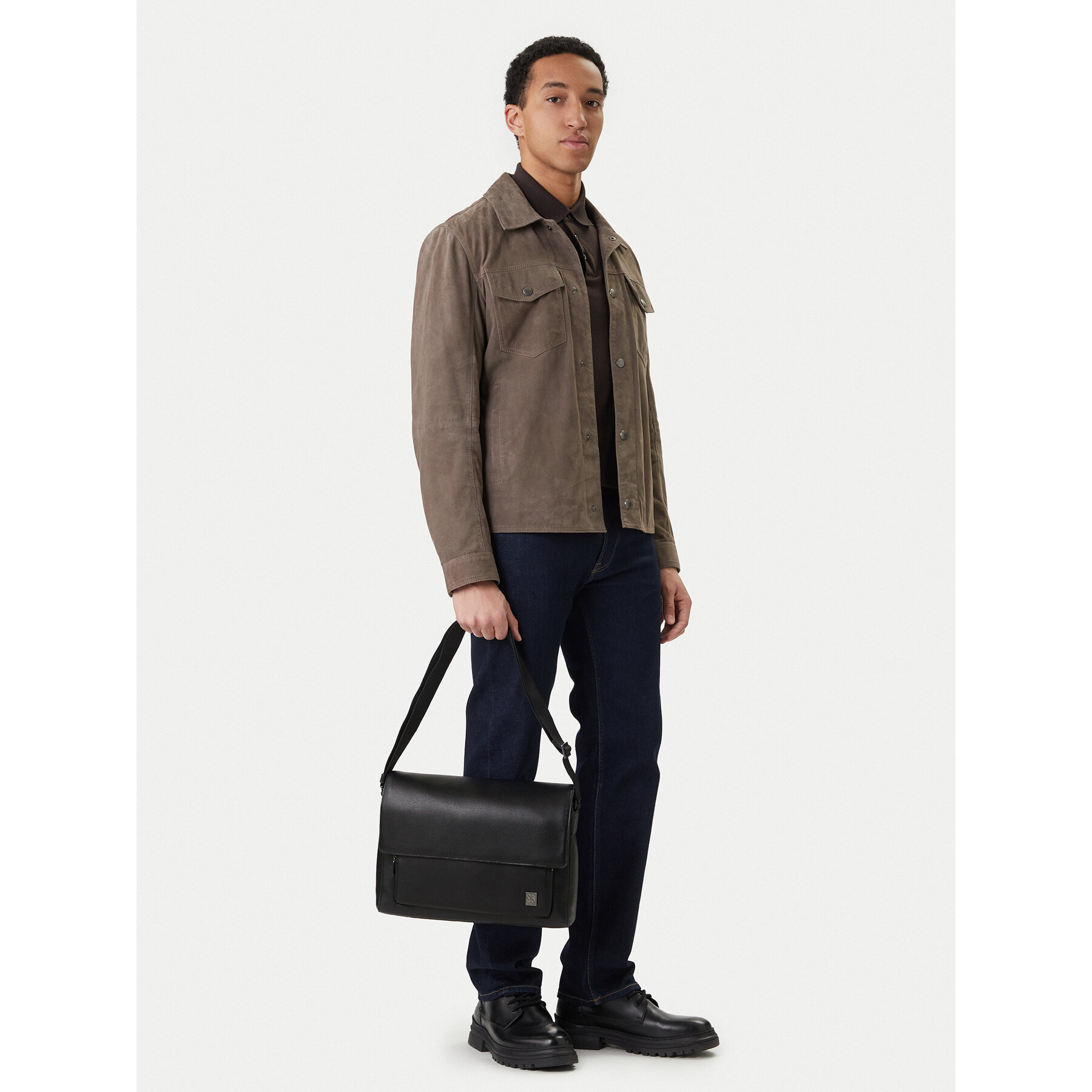 Geantă crossover Calvin Klein Emblem Hw Flap Messenger LV04D3299G Negru