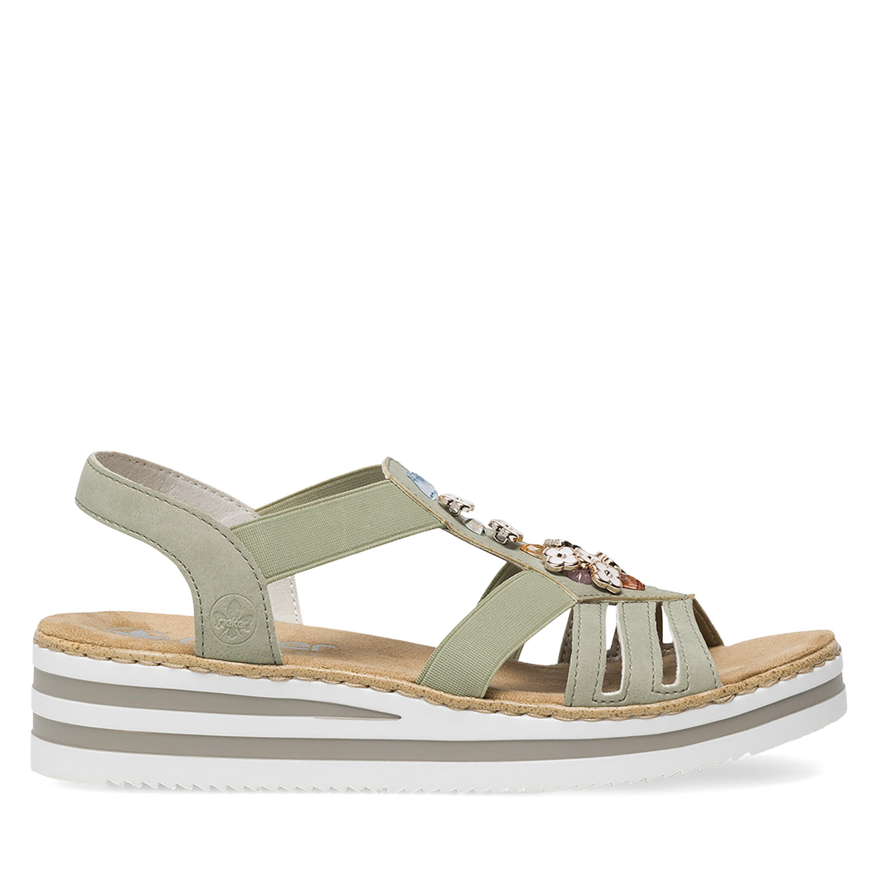 Donna Sandali Rieker, Taglia 38, Verde, V0245-52, taglia : 38