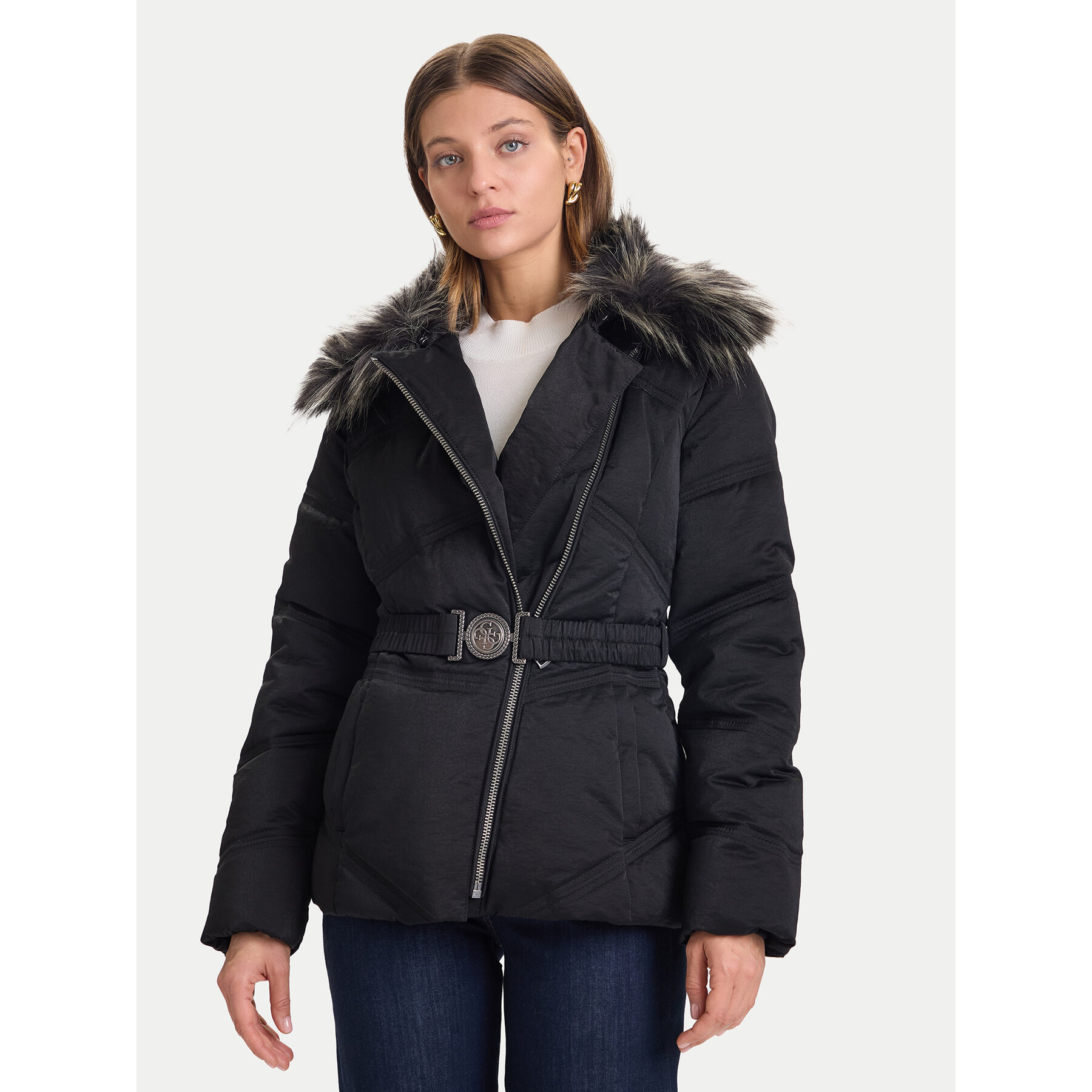 Guess Winterjacke W5BL32 WG092 Schwarz Regular Fit