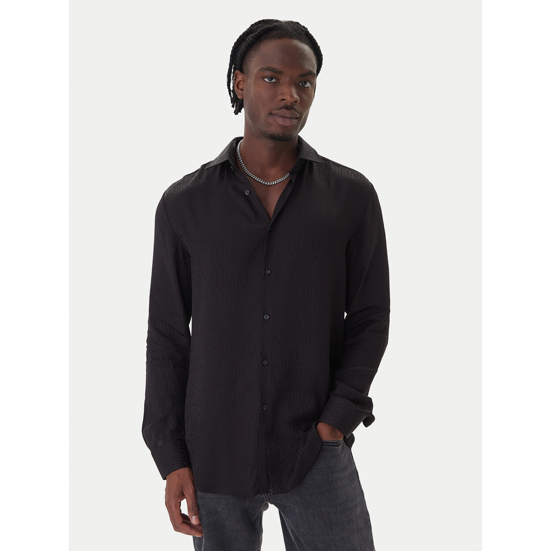 HUGO Hemd Kenno 50550513 Schwarz Slim Fit