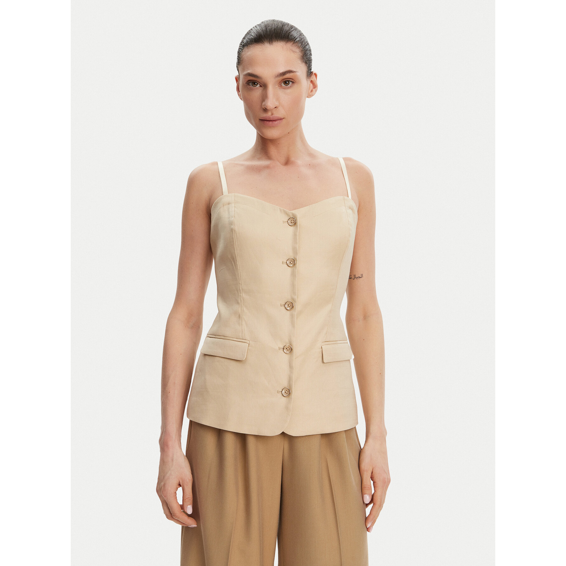 Guess Τοπ W5GH0L WH5L2 Μπεζ Regular Fit