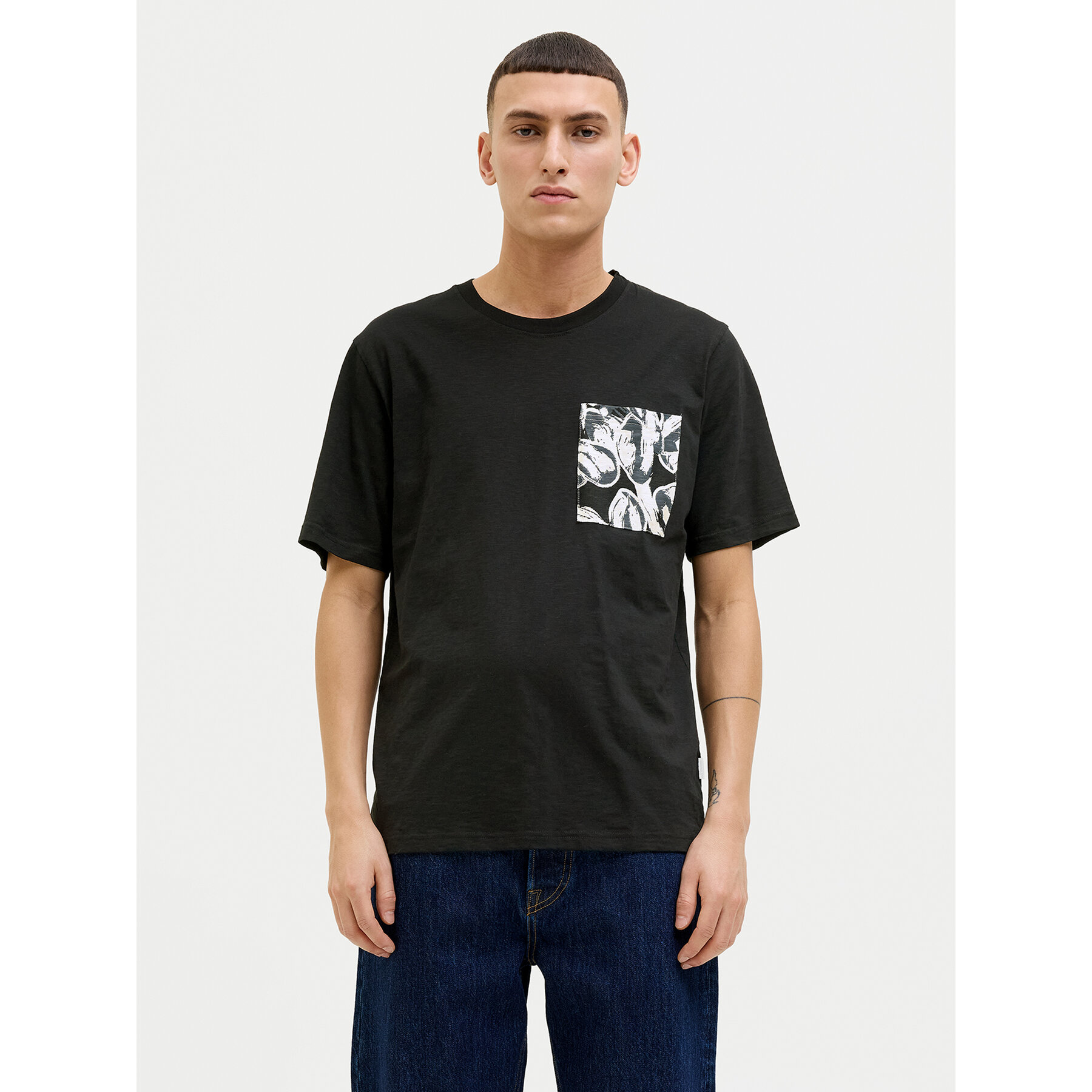 Jack & Jones Póló Split 12272995 Fekete Regular Fit
