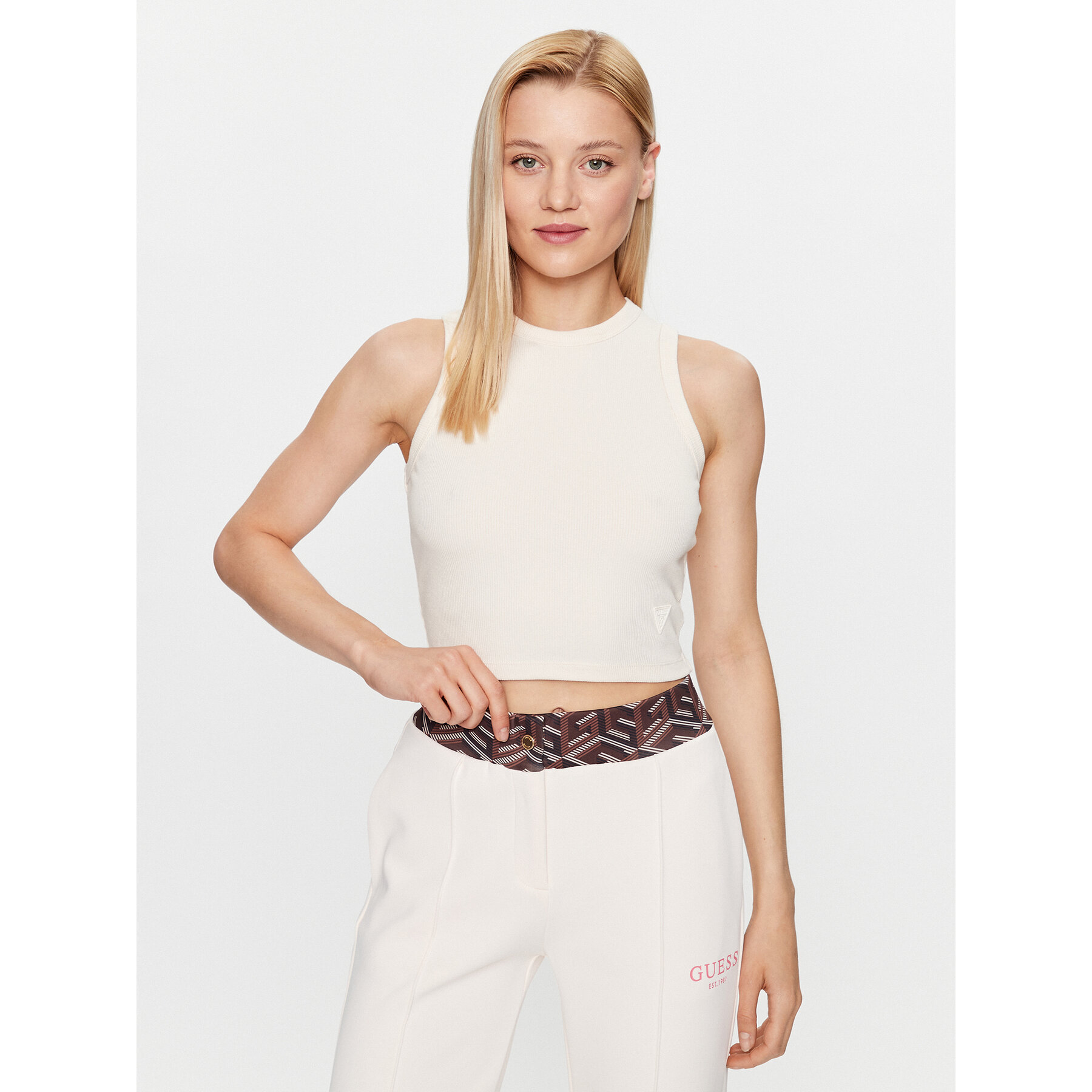 Guess Felső V3GP19 K8RT2 Bézs Slim Fit